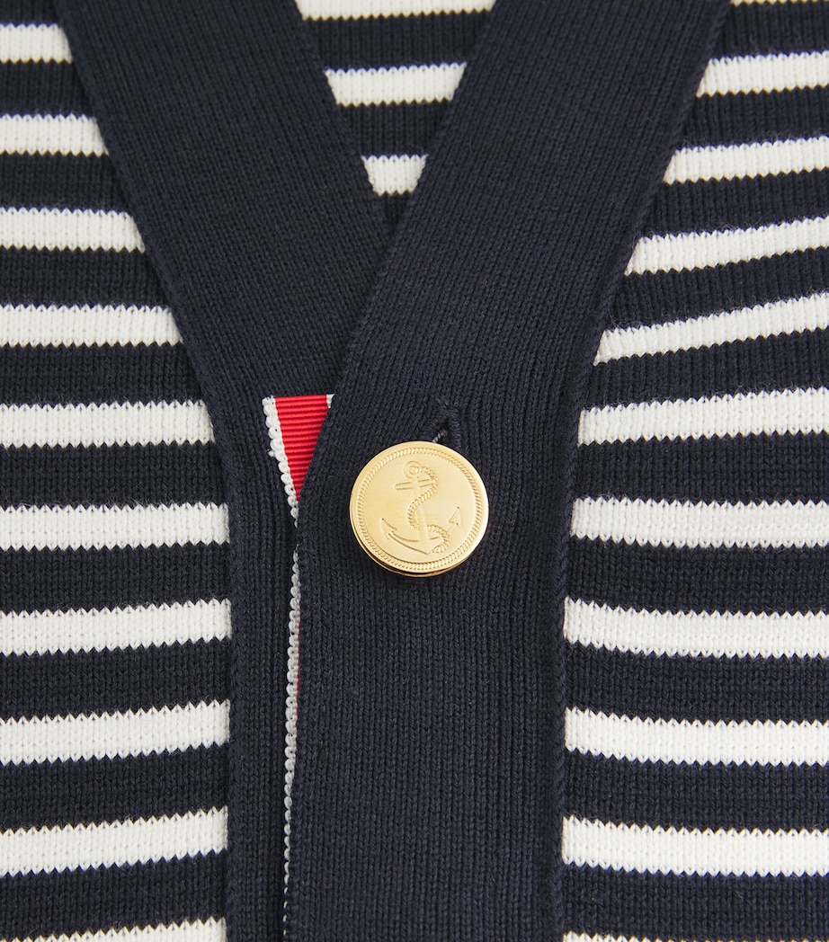 Thom Browne Mens Cotton Stripe Cardigan Navy/white Image 6