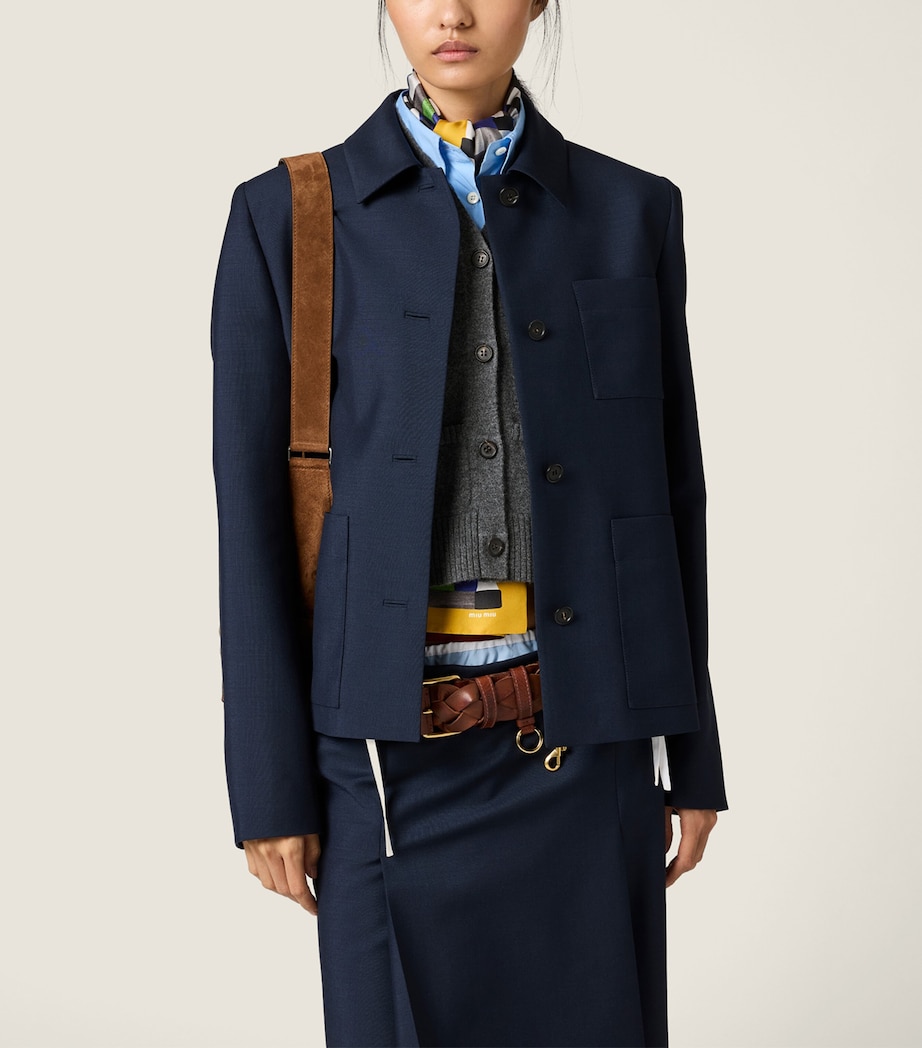 Miu Miu Womens Kid Mohair-Wool Shirt Jacket Image 4