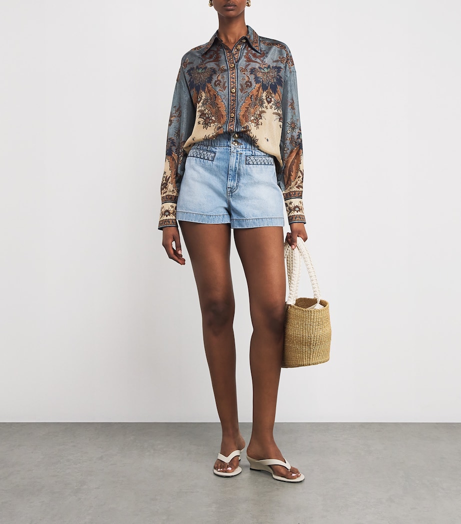 Zimmermann Womens Silk Floral Print Ascension Shirt Blcminflo Bl/crm I/f Image 2