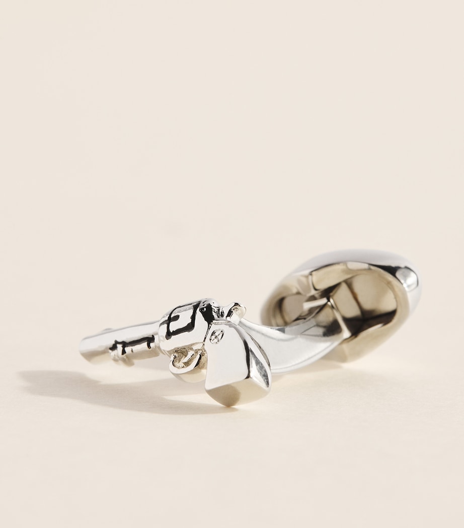 Babette Wasserman Rhodium-Plated Pistol Cufflinks Rhodium Image 5