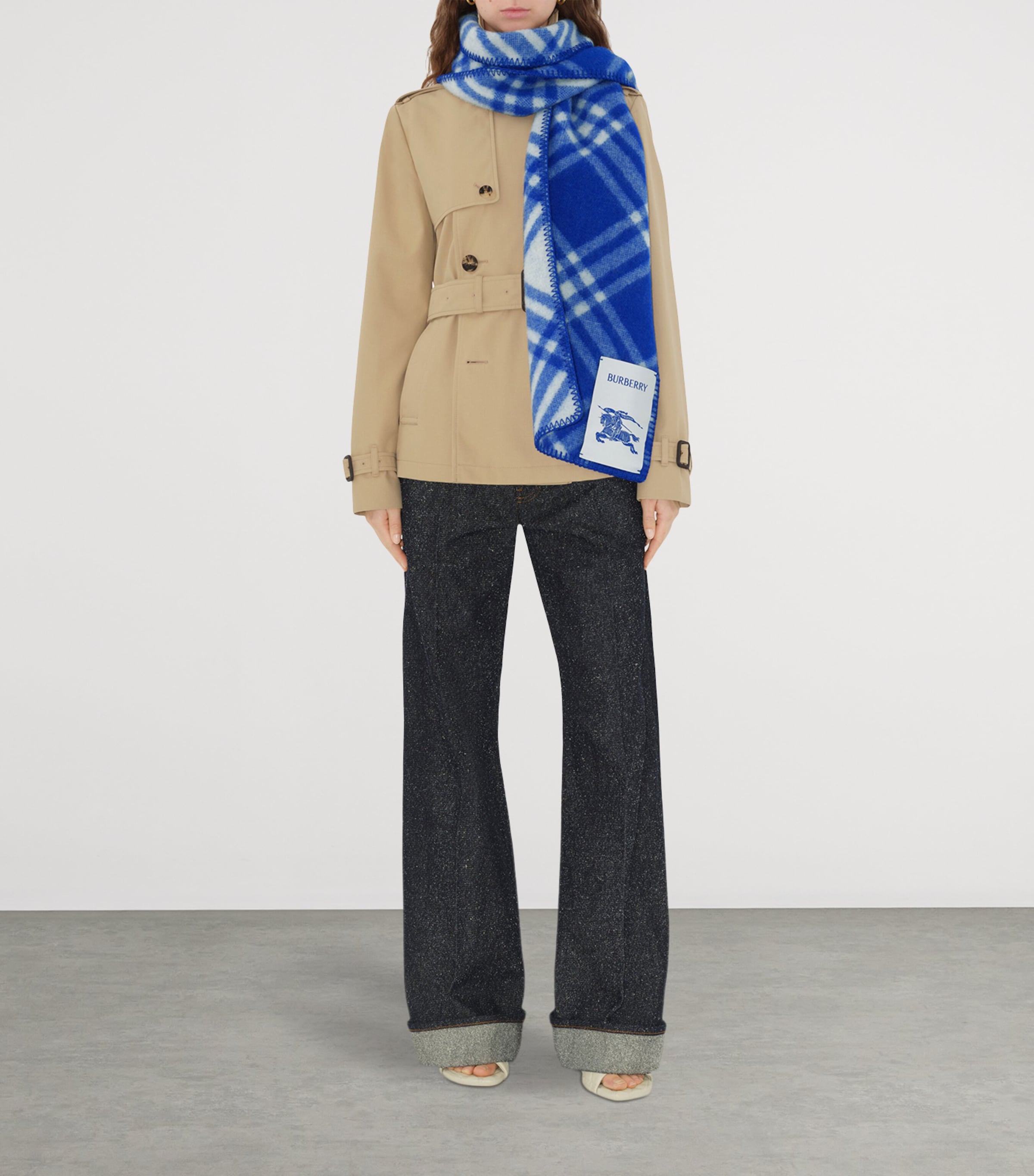 Burberry Wool Check Scarf Knight Image 4