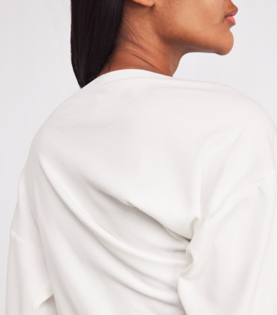 Stretch-Cotton Asymmetric Orb Hebo Top A401 WHITE Image 6