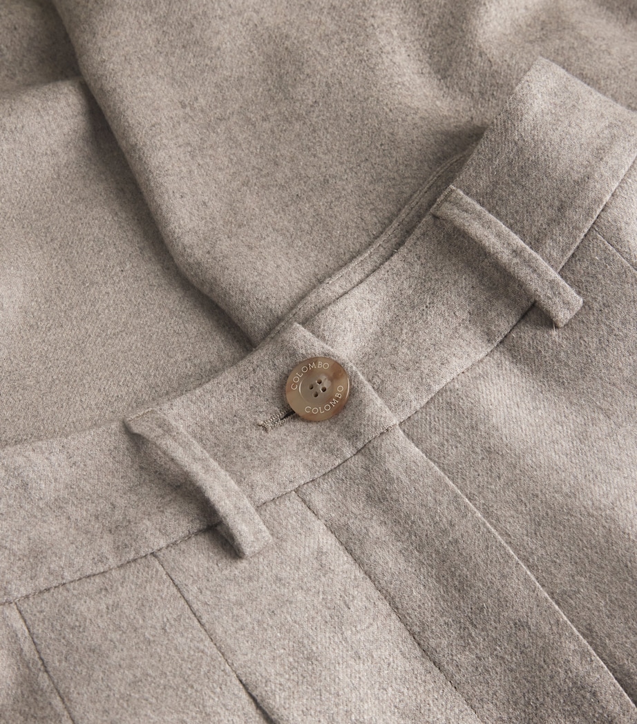 Kid Cashmere Pleated Wide-Leg Trousers 82686 BEIGE MELANGE Image 5