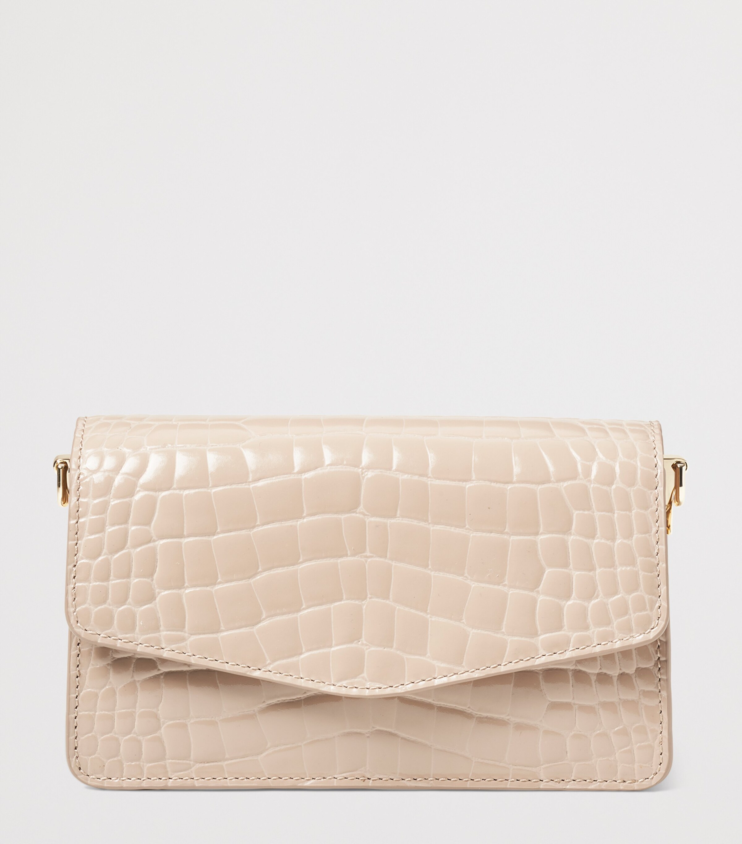 Aspinal Of London Croc-Embossed Leather Eliza Clutch Bag Taupe Image 2