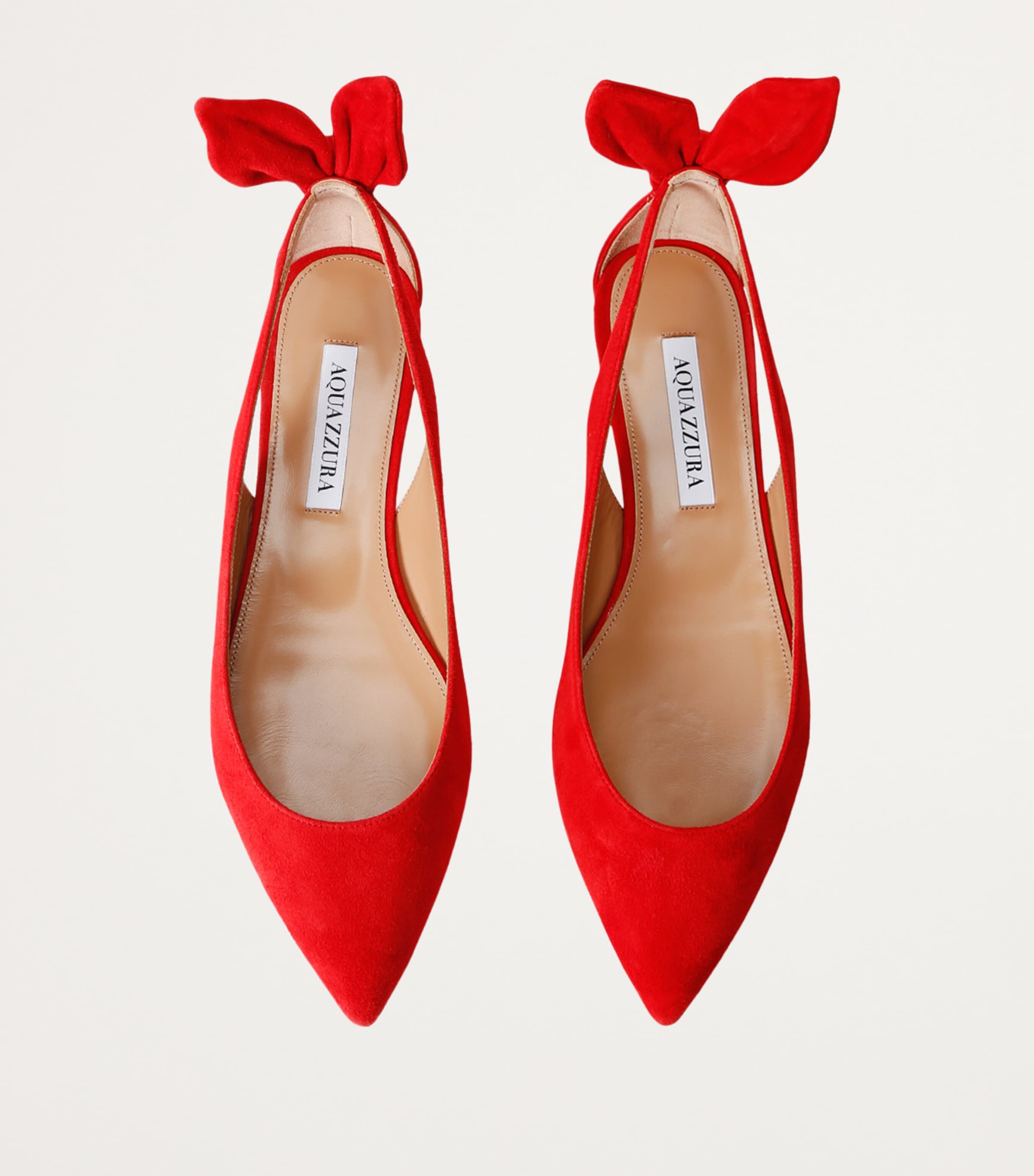 Aquazzura Suede Bow Tie Ballet Flats Red Image 4