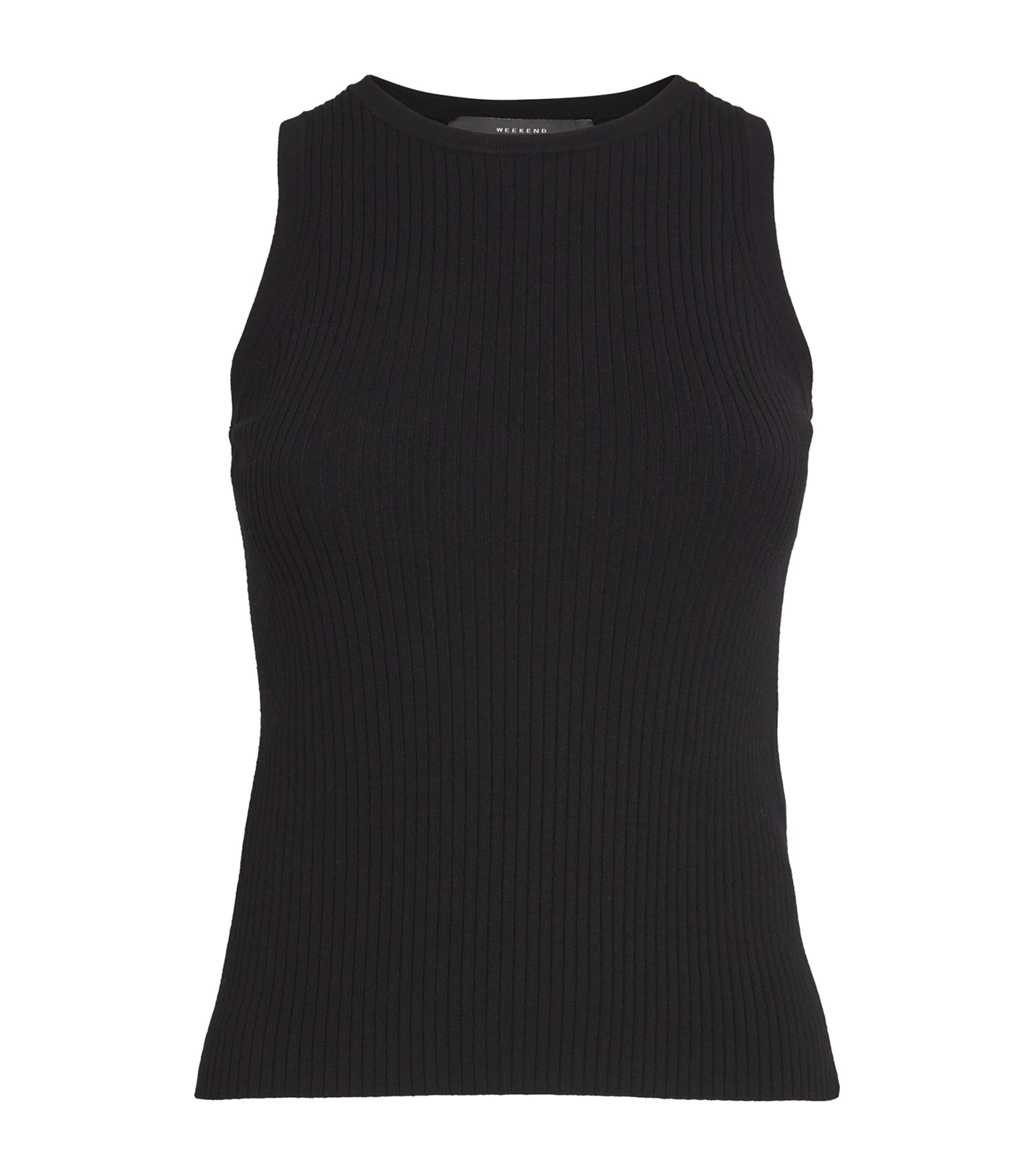 Shop Weekend Max Mara Ribbed Sweater Tank Top In Black