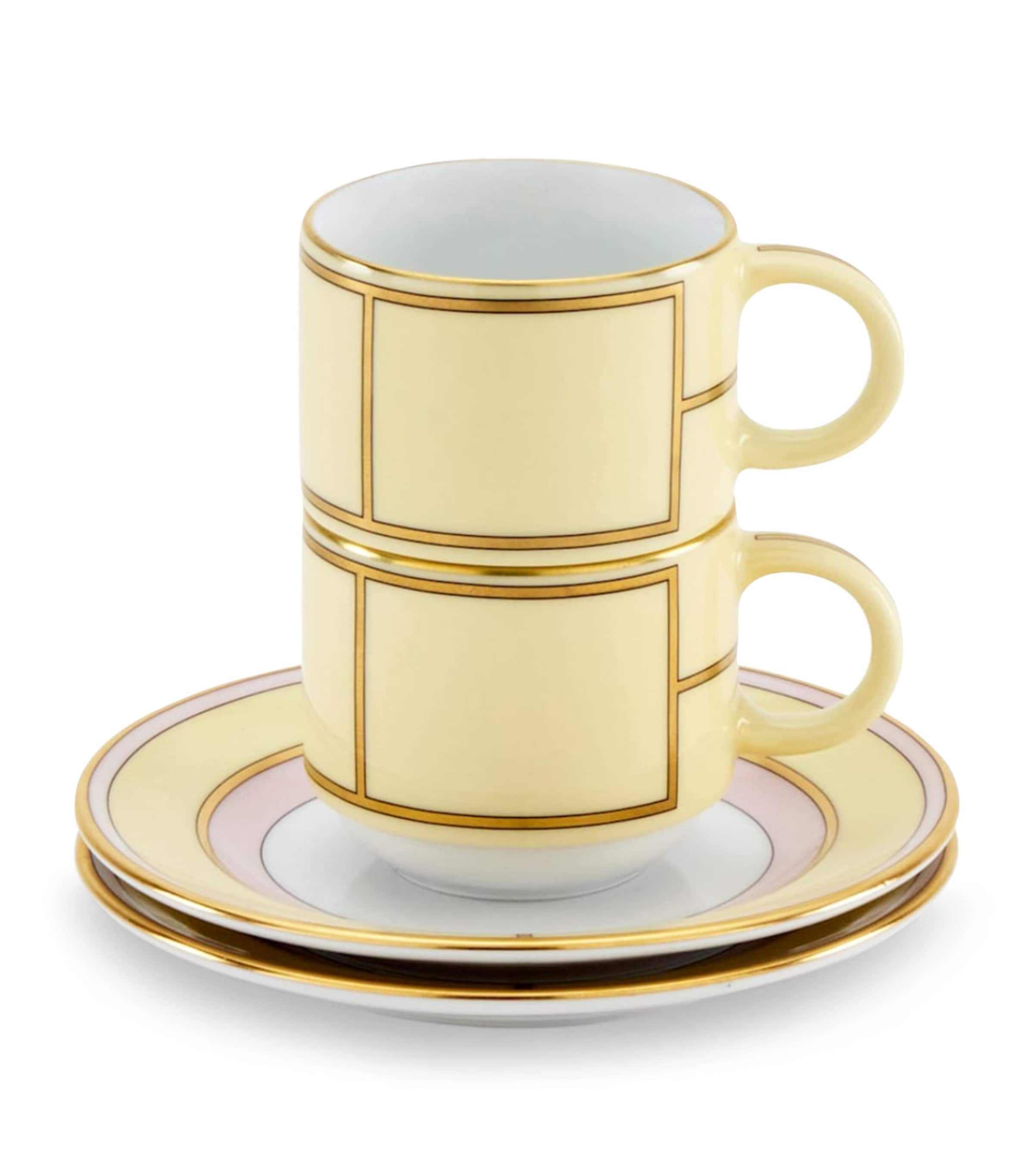 Set of 2 Colonna Diva Giallo Coffee Cups and Saucers G00134901 Image 2