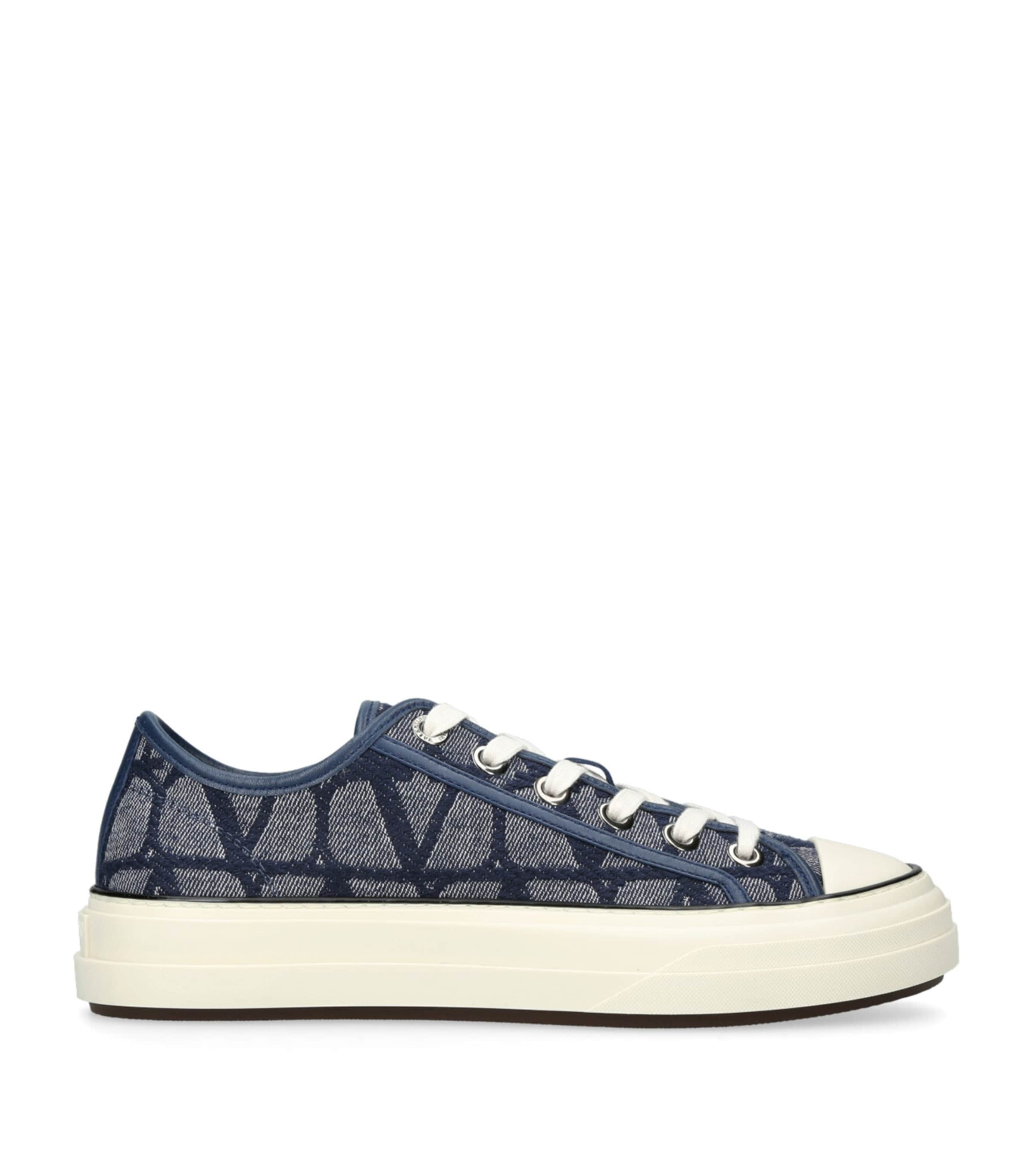 Valentino Garavani Denim Toile Iconograph Sneakers In Blue