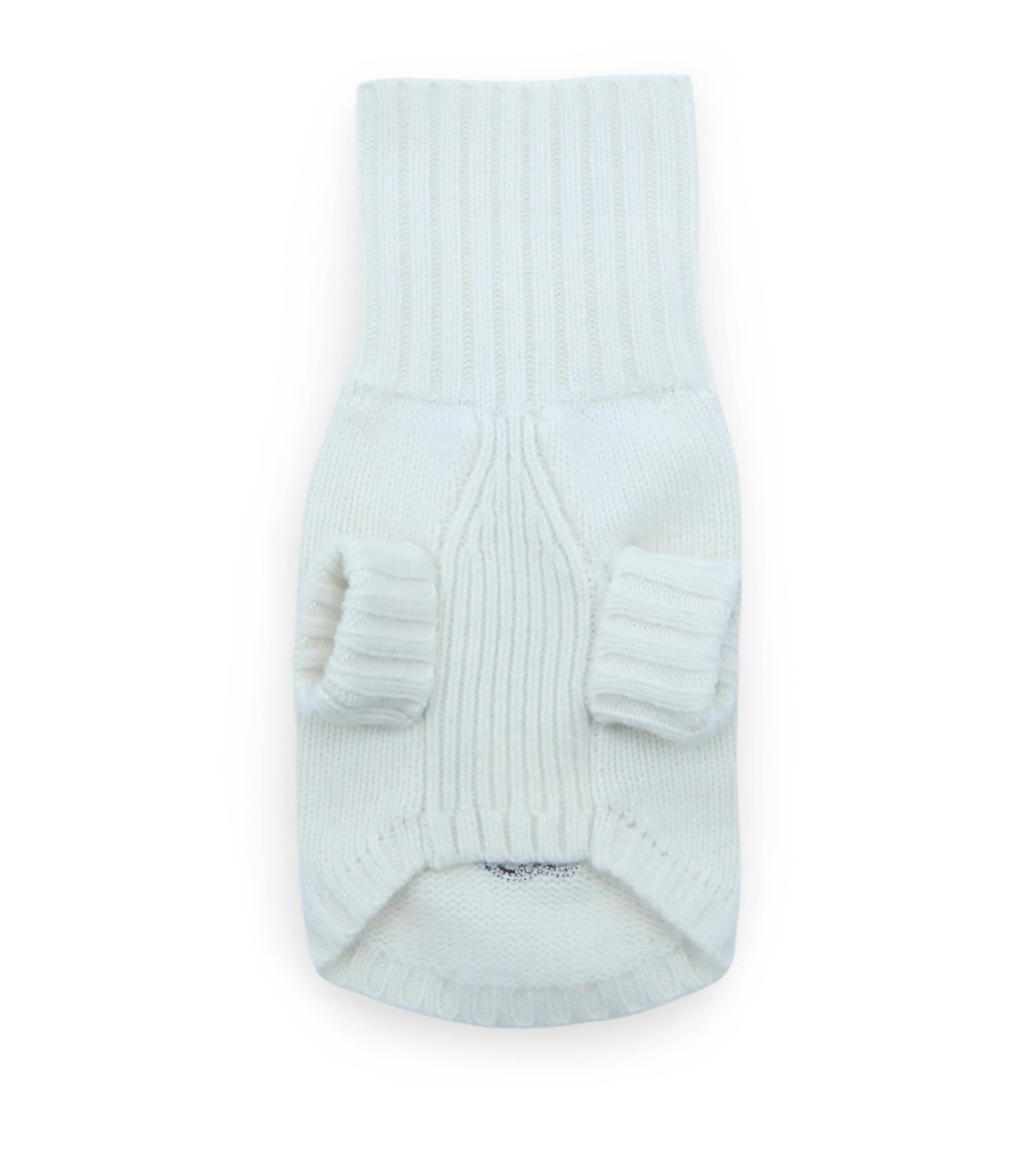 Wool-Cashmere Polo Bear Dog Sweater (Extra Extra Small) WHITE Image 2