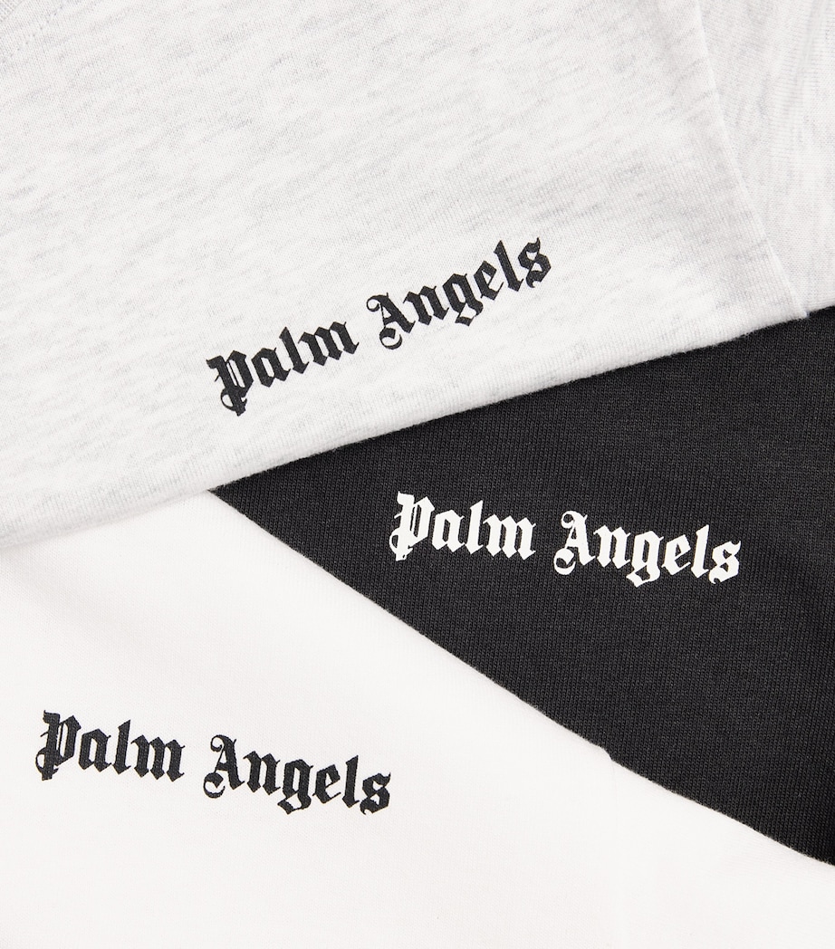 Palm Angels Kids Set of 3 Cotton Logo T-Shirts (4-12+ Years) Blk Co Gry Mel Image 2