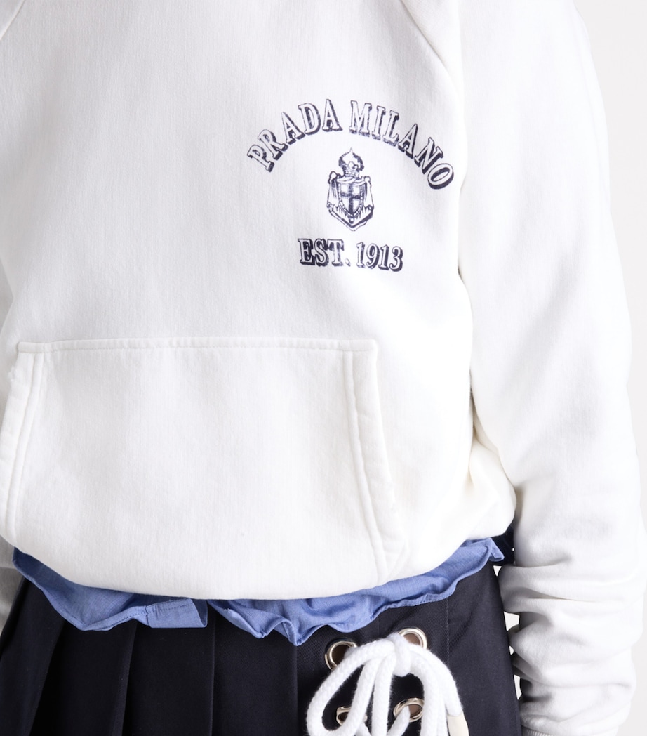 Prada Womens Cotton Logo Hoodie Image 4