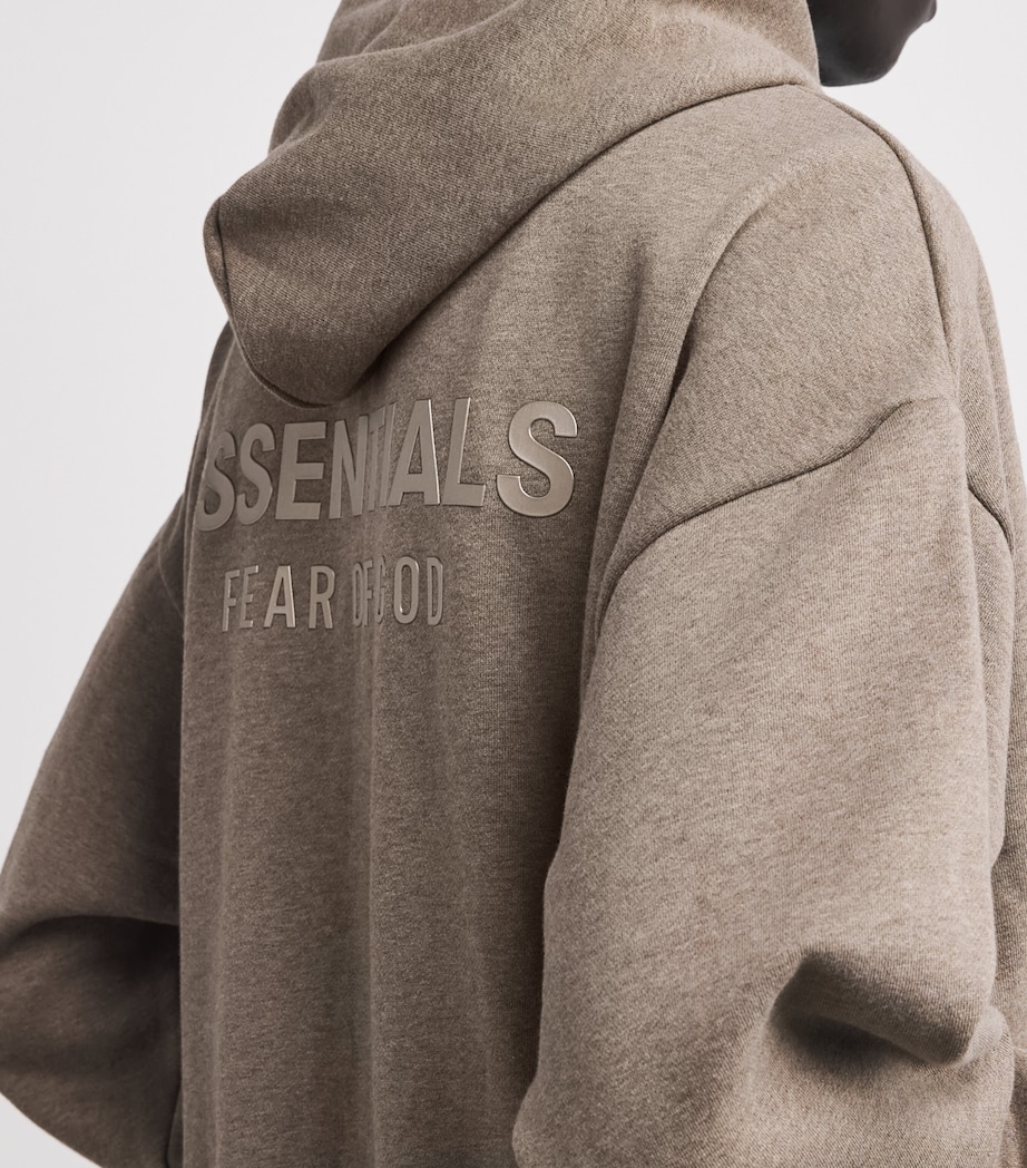 FEAR OF GOD ESSENTIALS Mens Cotton-Blend Logo Zip Hoodie Homestead Heather Image 6
