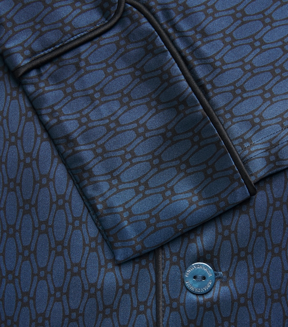 Olivia von Halle Mens Silk Twill Geometric Laurent Pyjama Set Orion Image 6