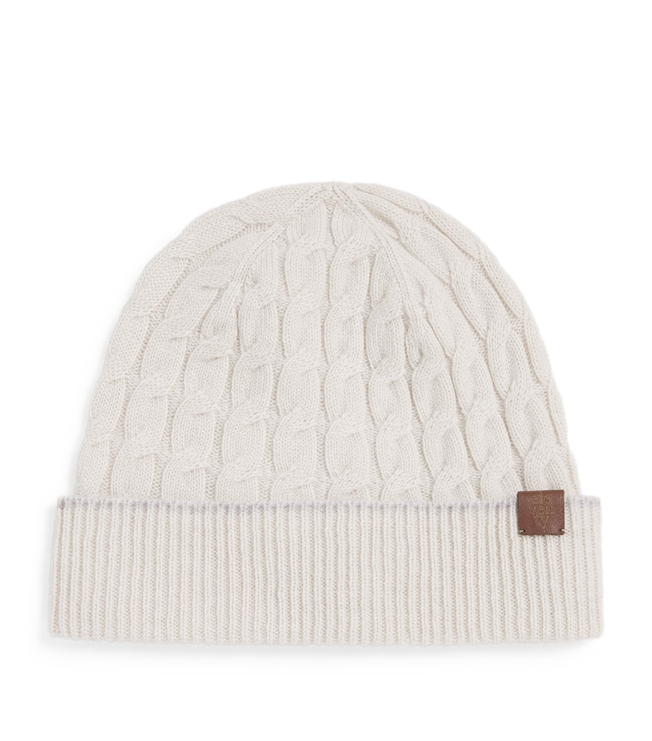 Cashmere Cable-Knit Beanie BEIGE E GRIGIO CHIAR Image 1