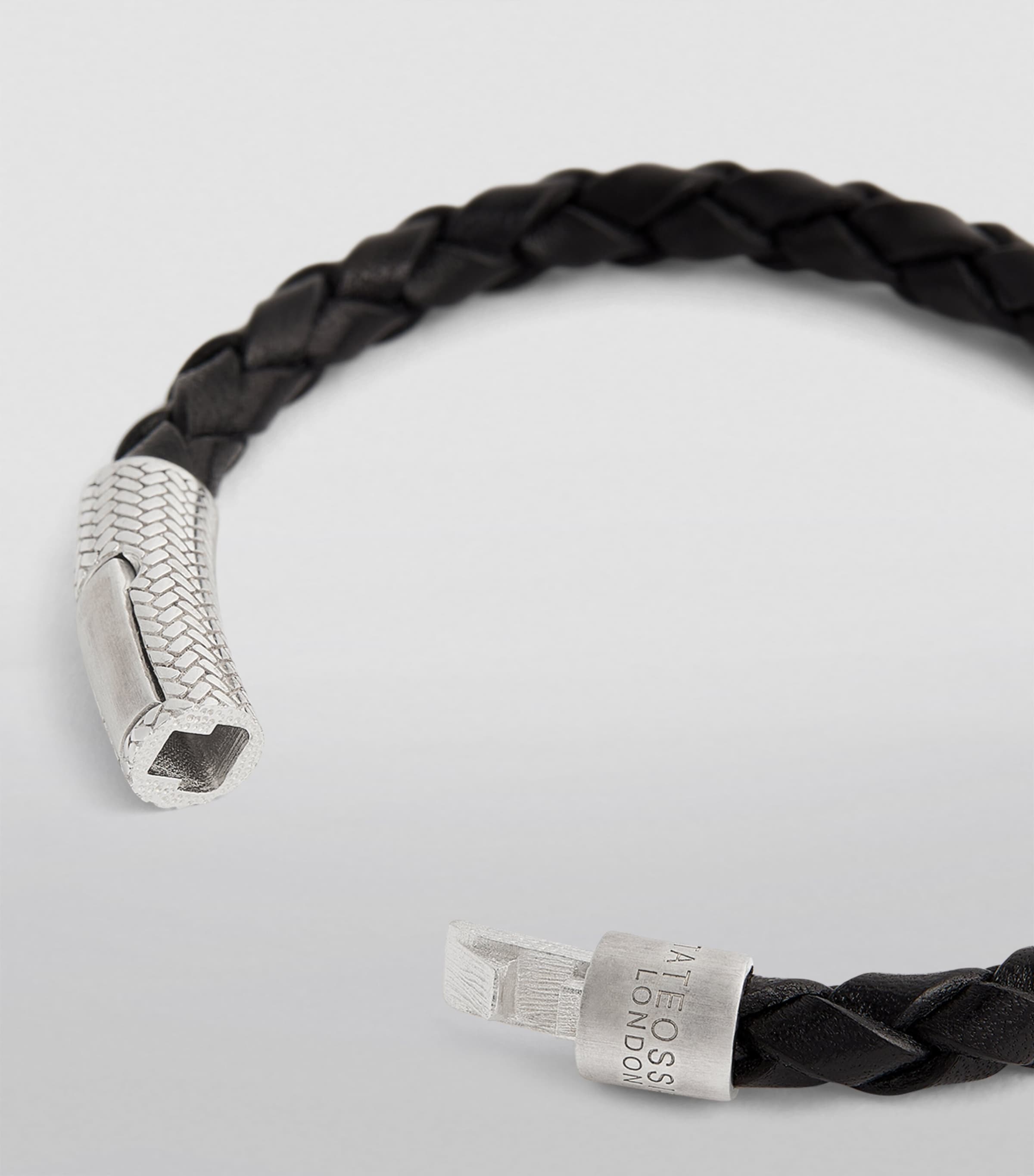 Herringbone Click Pelle Bracelet SILVER/ BLACK Image 4