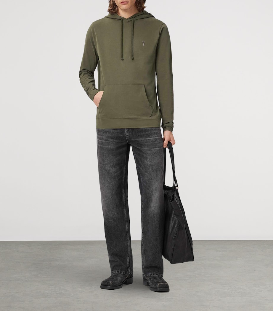 AllSaints Mens Brace Over-The-Head Hoodie Wild Green Image 2