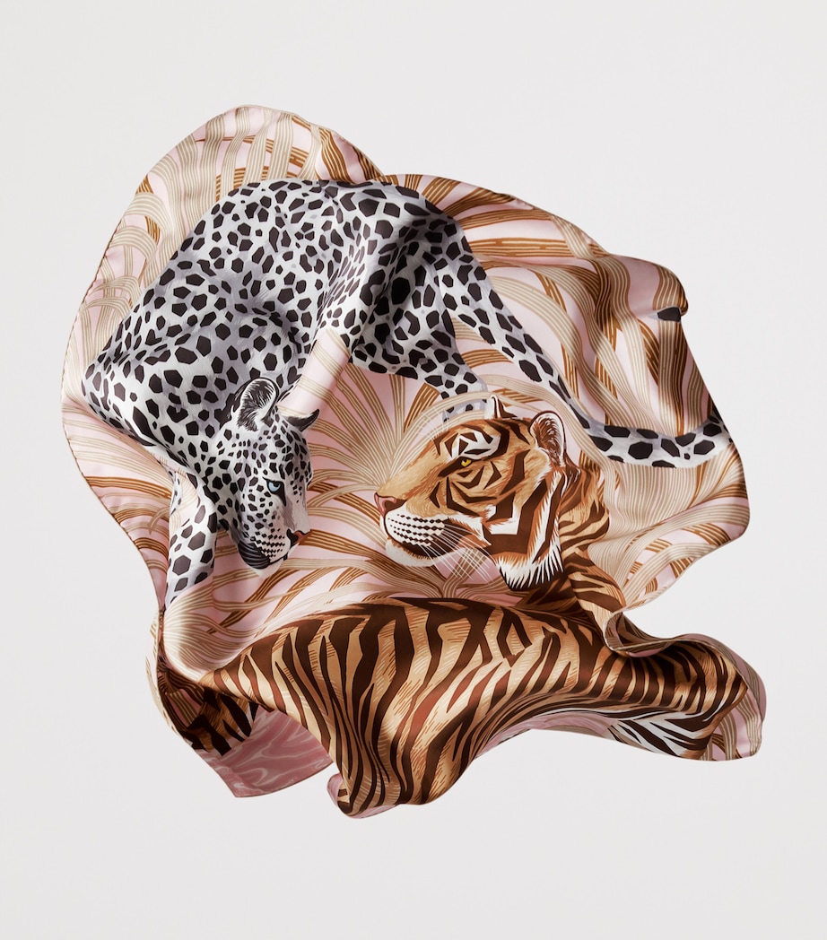 Cartier Silk Panthère and Tigre Square Scarf Pink Image 2