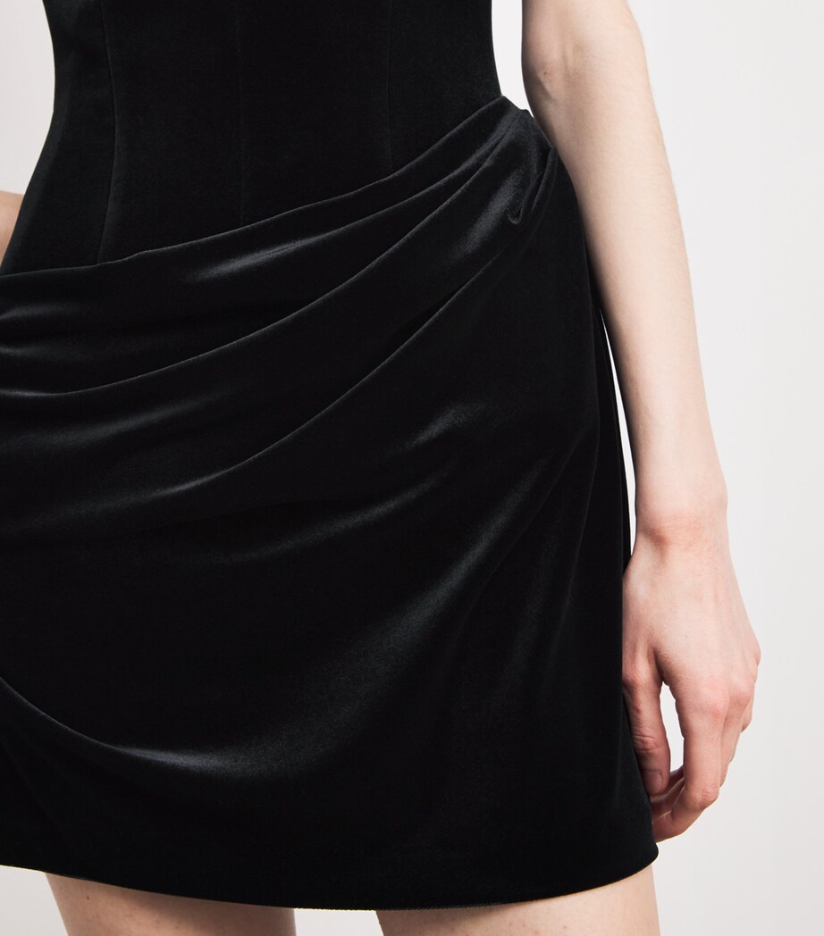 alex perry black mini dress Alex Perry Gathered Asymmetric Stretch-velvet Mini Dress - Women - Black Dresses
