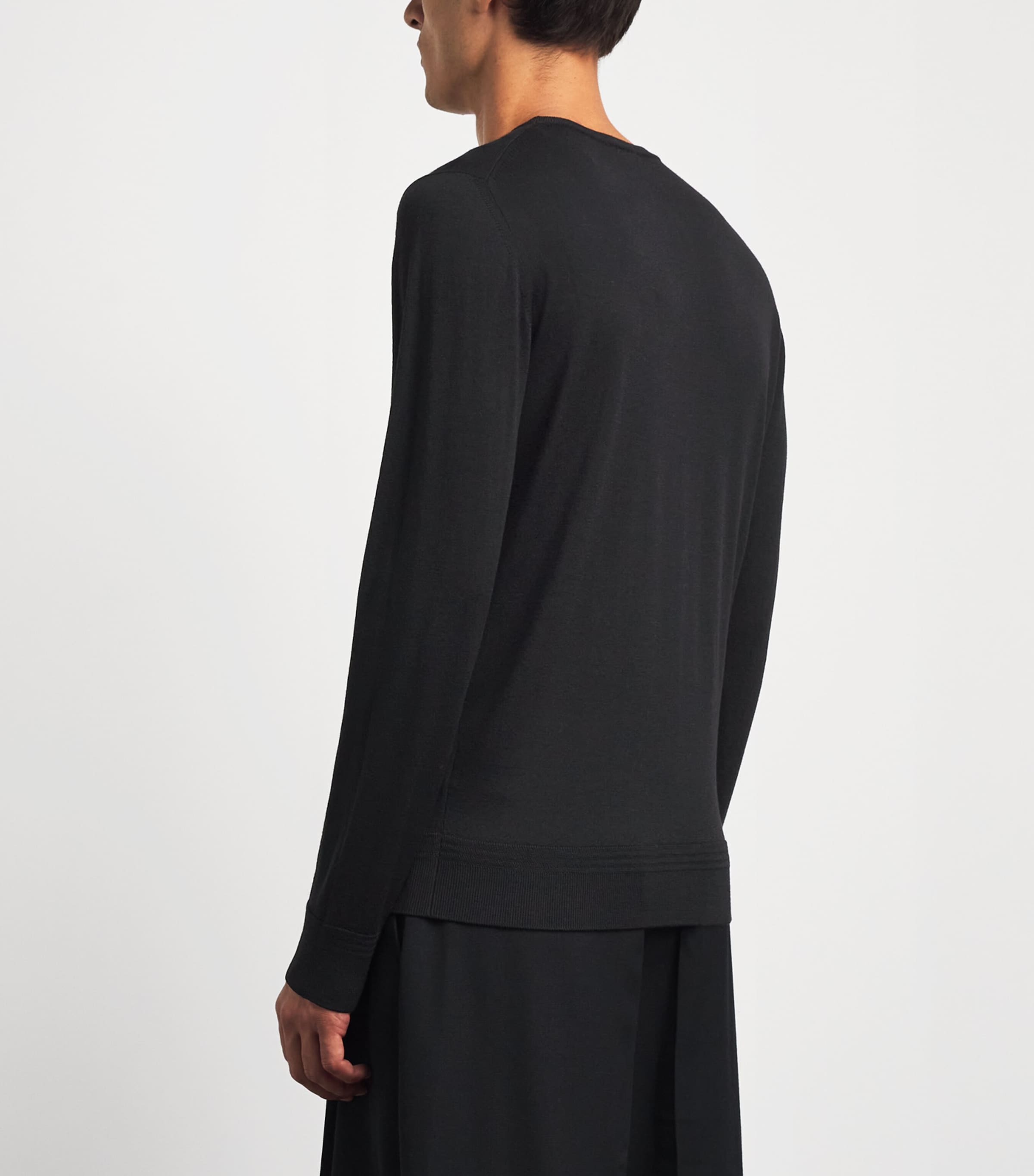 Barena Mens Merino Crew-Neck Sweater Nero Image 5