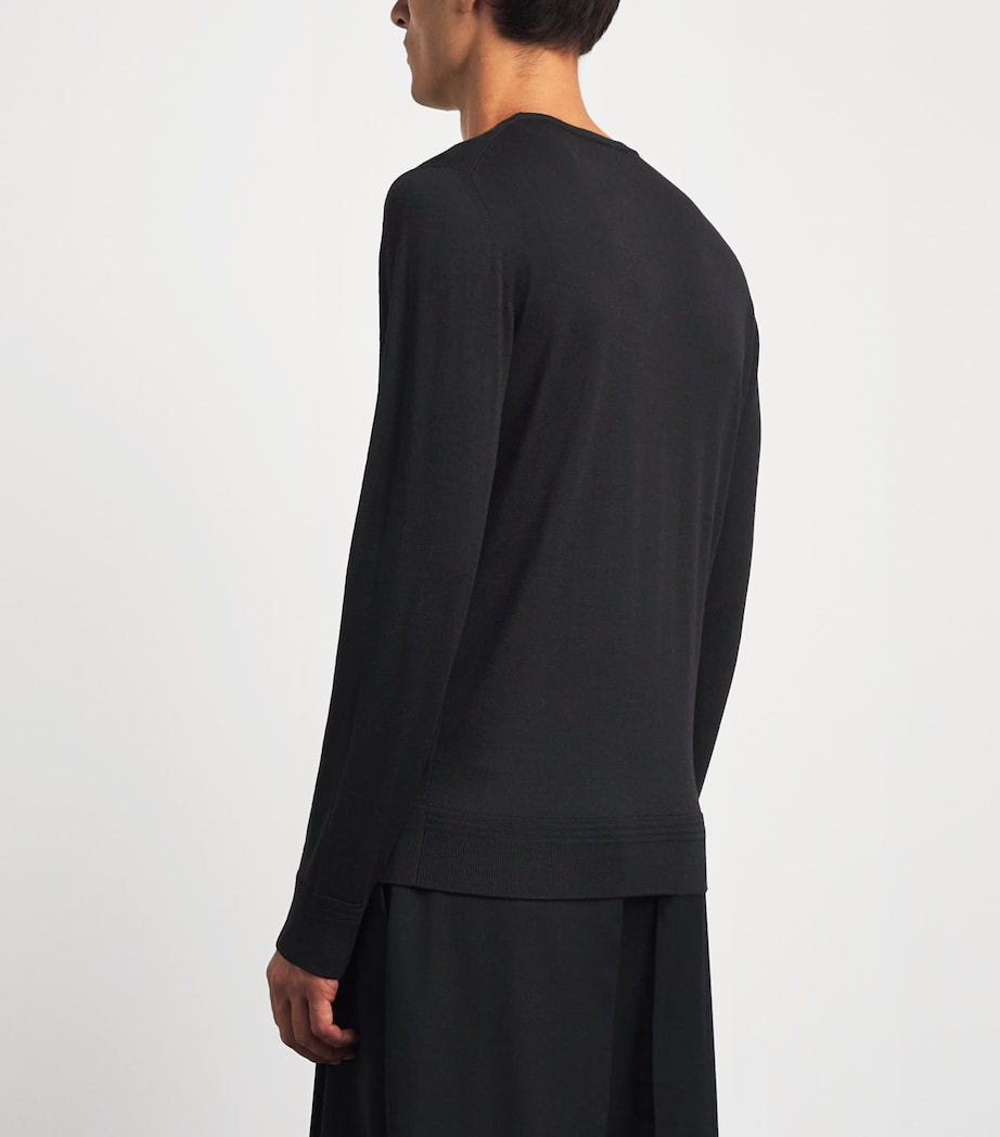 Barena Mens Merino Crew-Neck Sweater Nero Image 5
