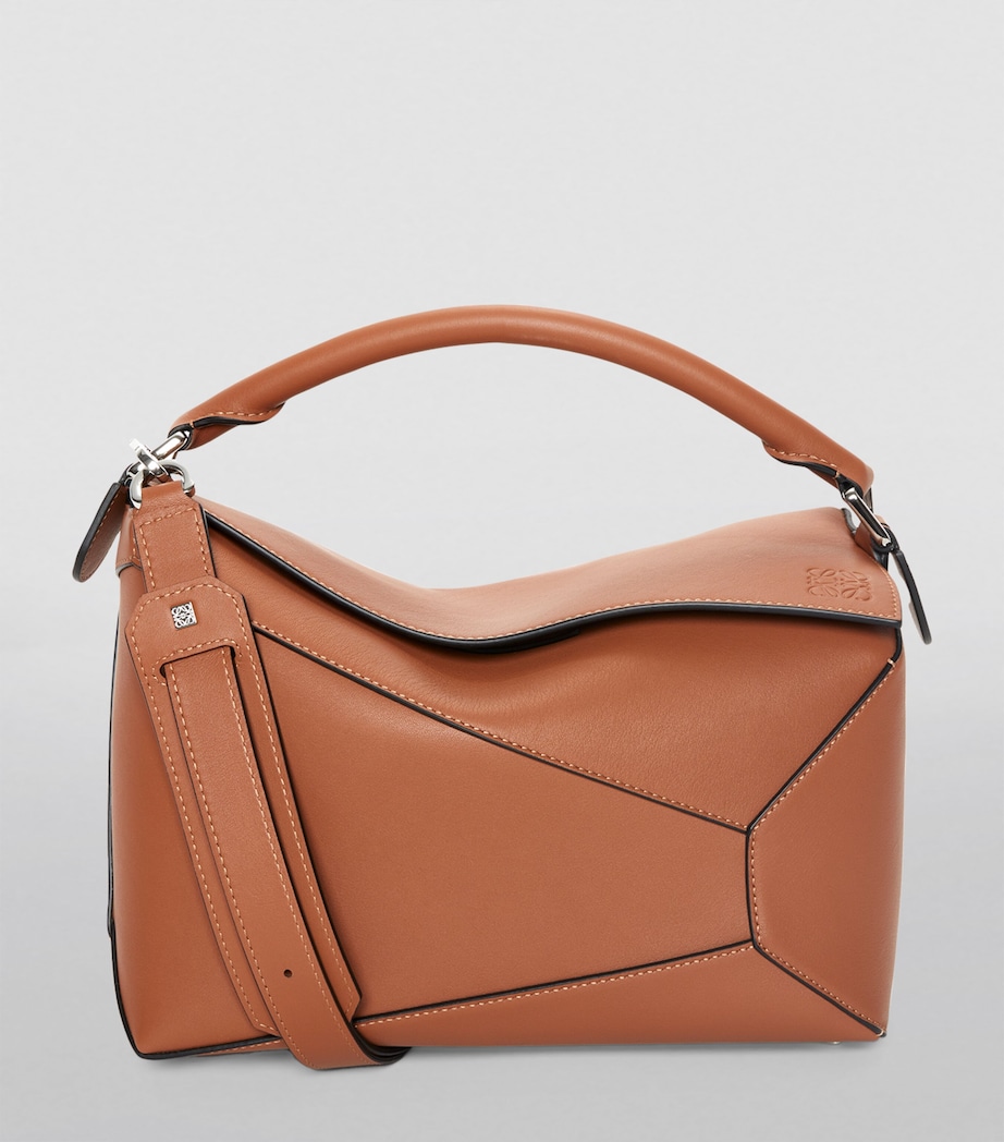 Leather Puzzle Edge Top-Handle Bag TAN Image 2