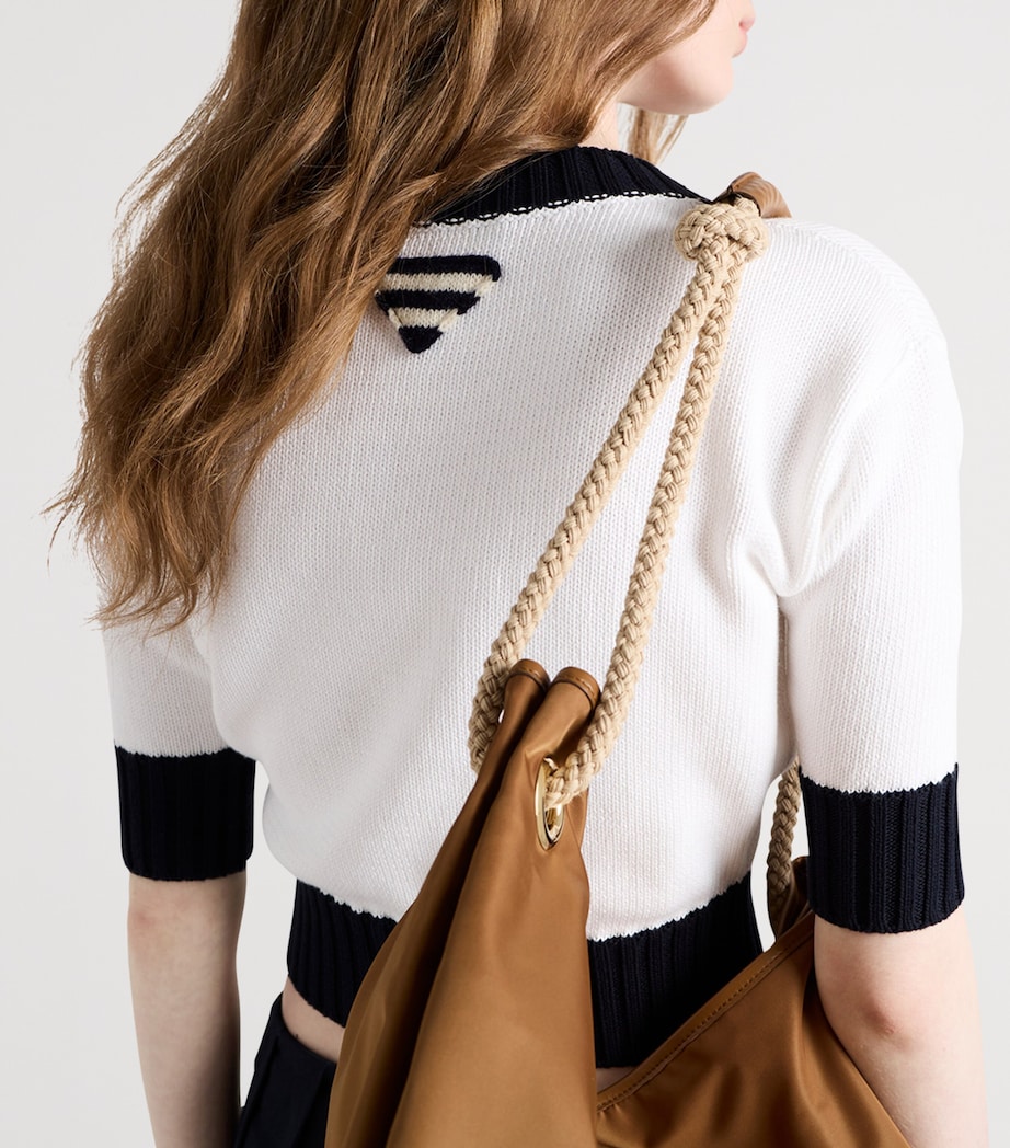 Cotton Cropped Cardigan F0UB0 Image 4
