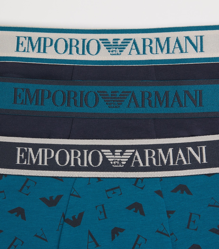 Emporio Armani Mens Stretch-Cotton Logo Trunks (Pack of 3) Blu/octan Image 5