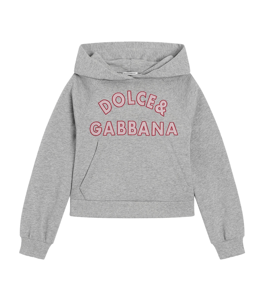Dolce&Gabbana Kids Cotton Logo Oversized Hoodie (8-12+ Years) Melange Grey Image 1