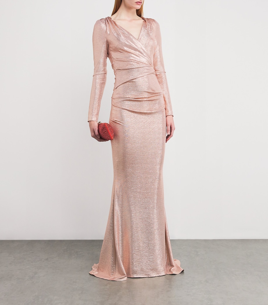 Metallic V-Neck Gown 126 BLUSH Image 2