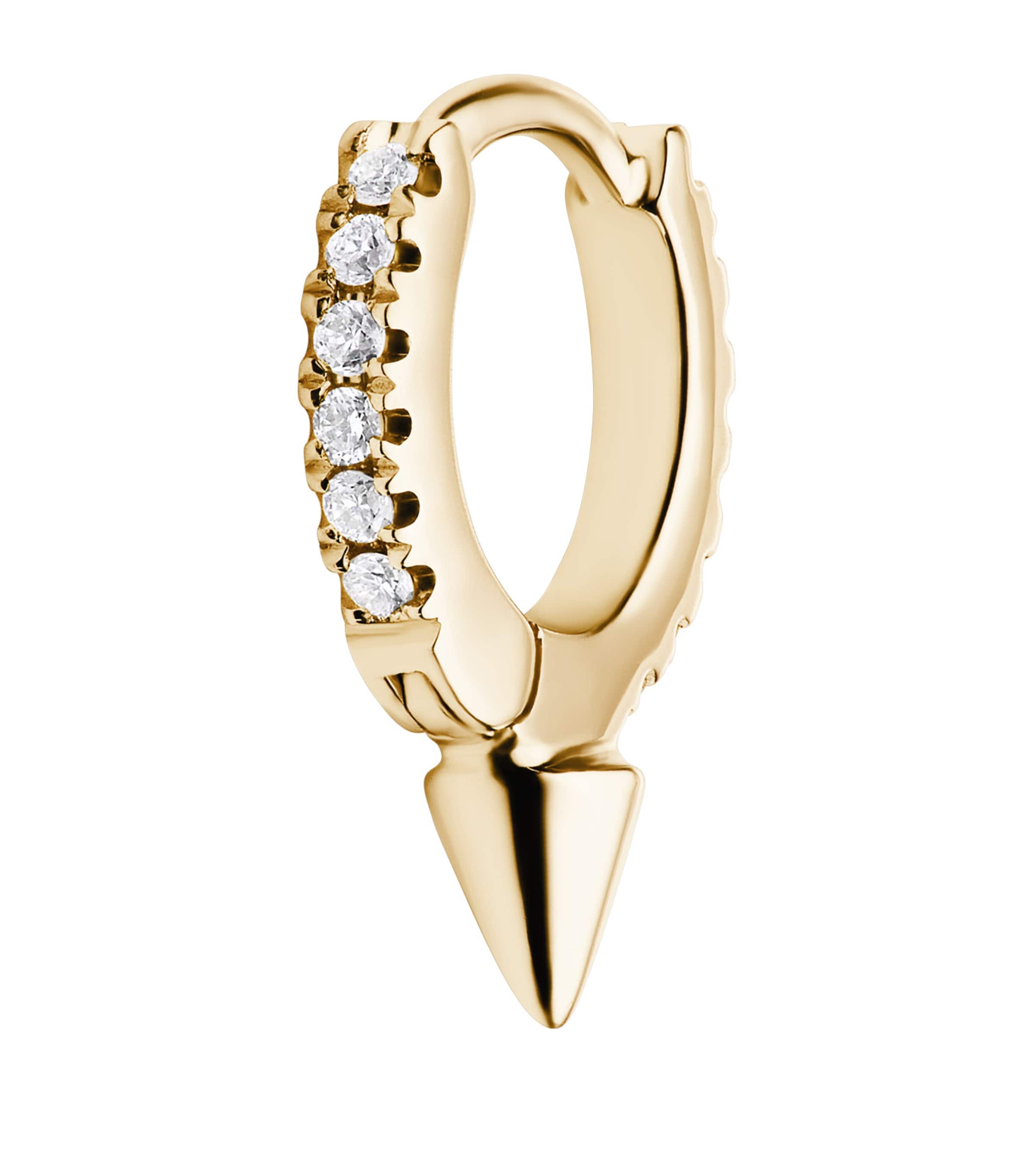 Maria Tash Yellow Gold Single Short Spike Diamond Eternity Hoop Earring In Gold