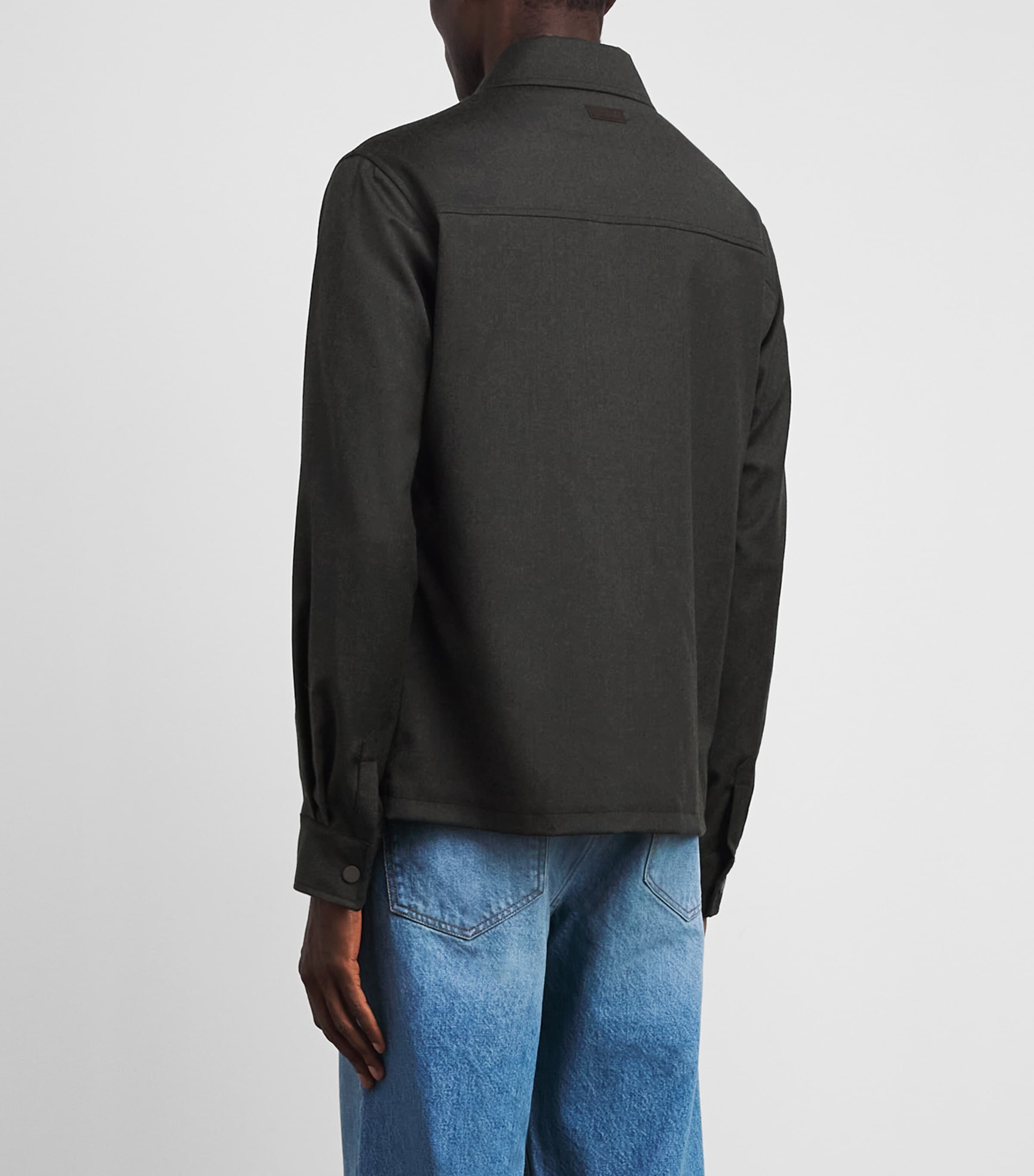 Maurizio Baldassari Mens Stretch-Wool Overshirt Deep Forest Image 5