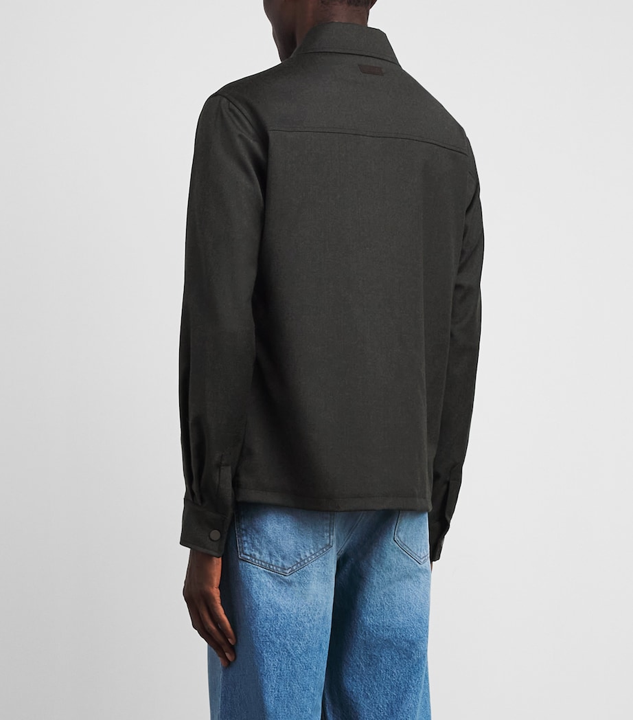 Maurizio Baldassari Mens Stretch-Wool Overshirt Deep Forest Image 5