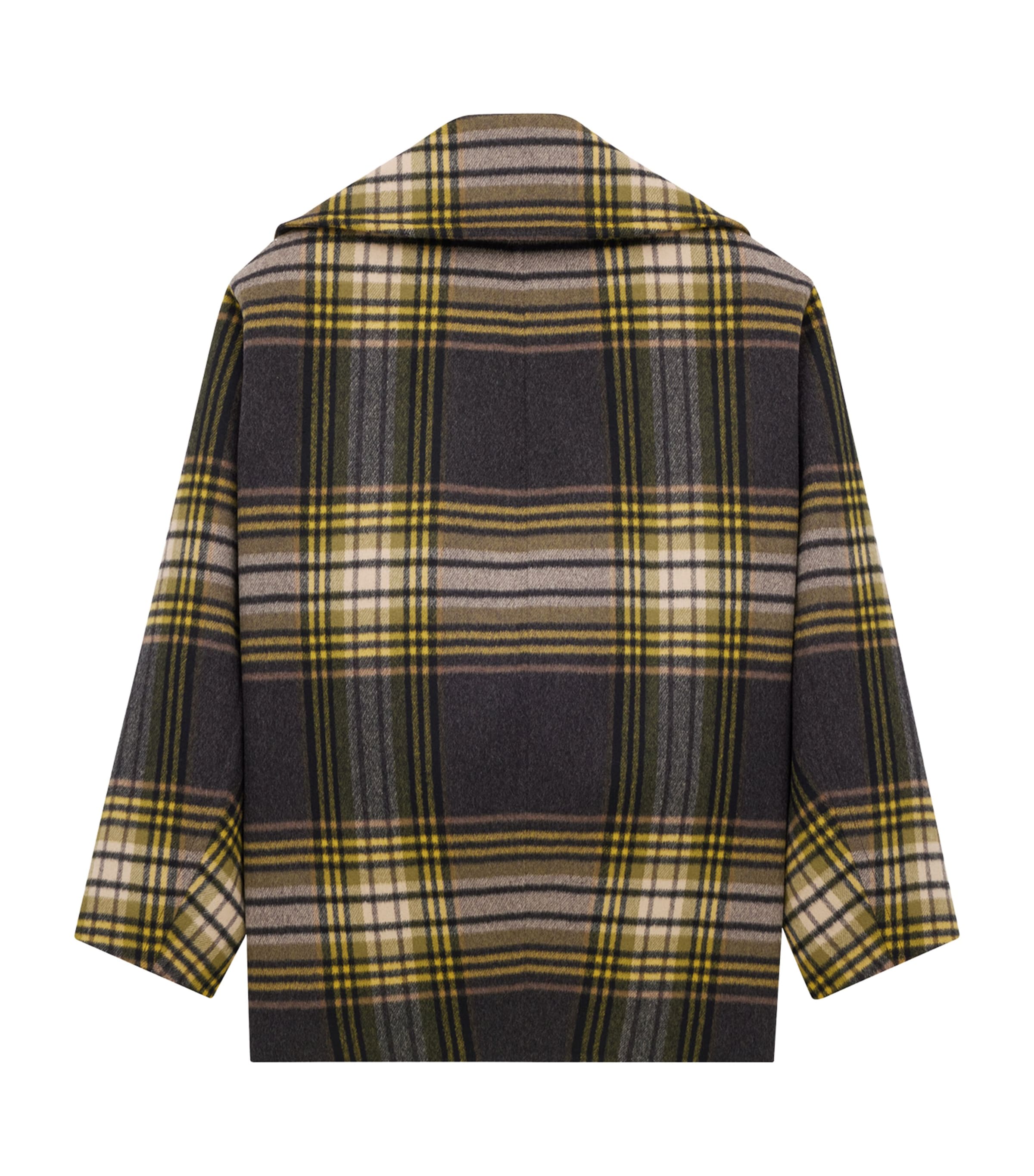 Virgin Wool Check Pea Coat 1737 Image 2