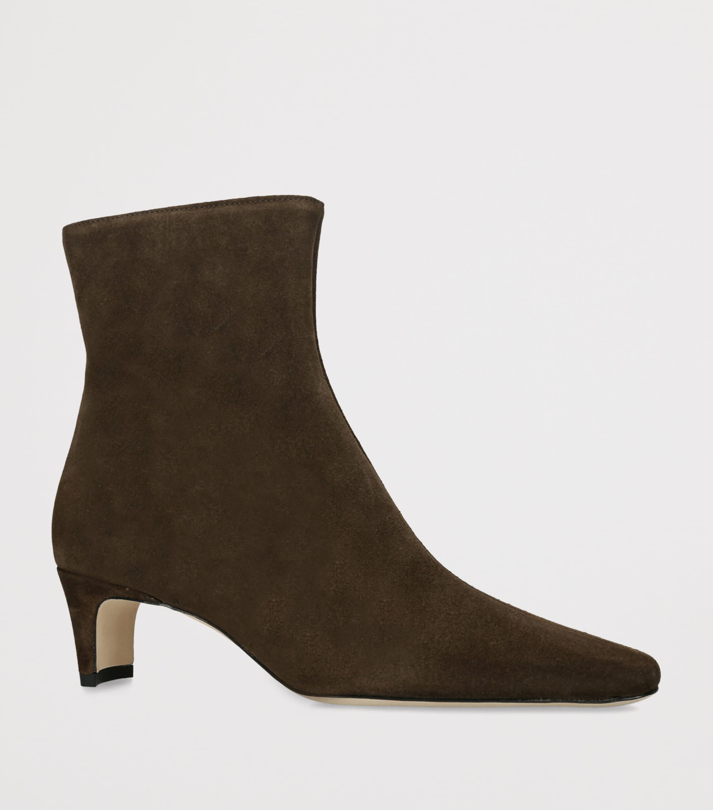 STAUD Suede Wally Heeled Ankle Boots 55 Brown/oth Image 2