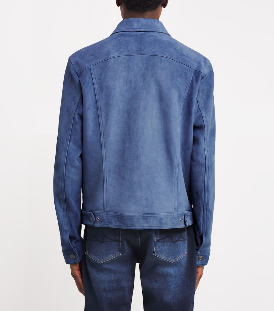 Suede Trucker Jacket DUSTY BLUE Image 4
