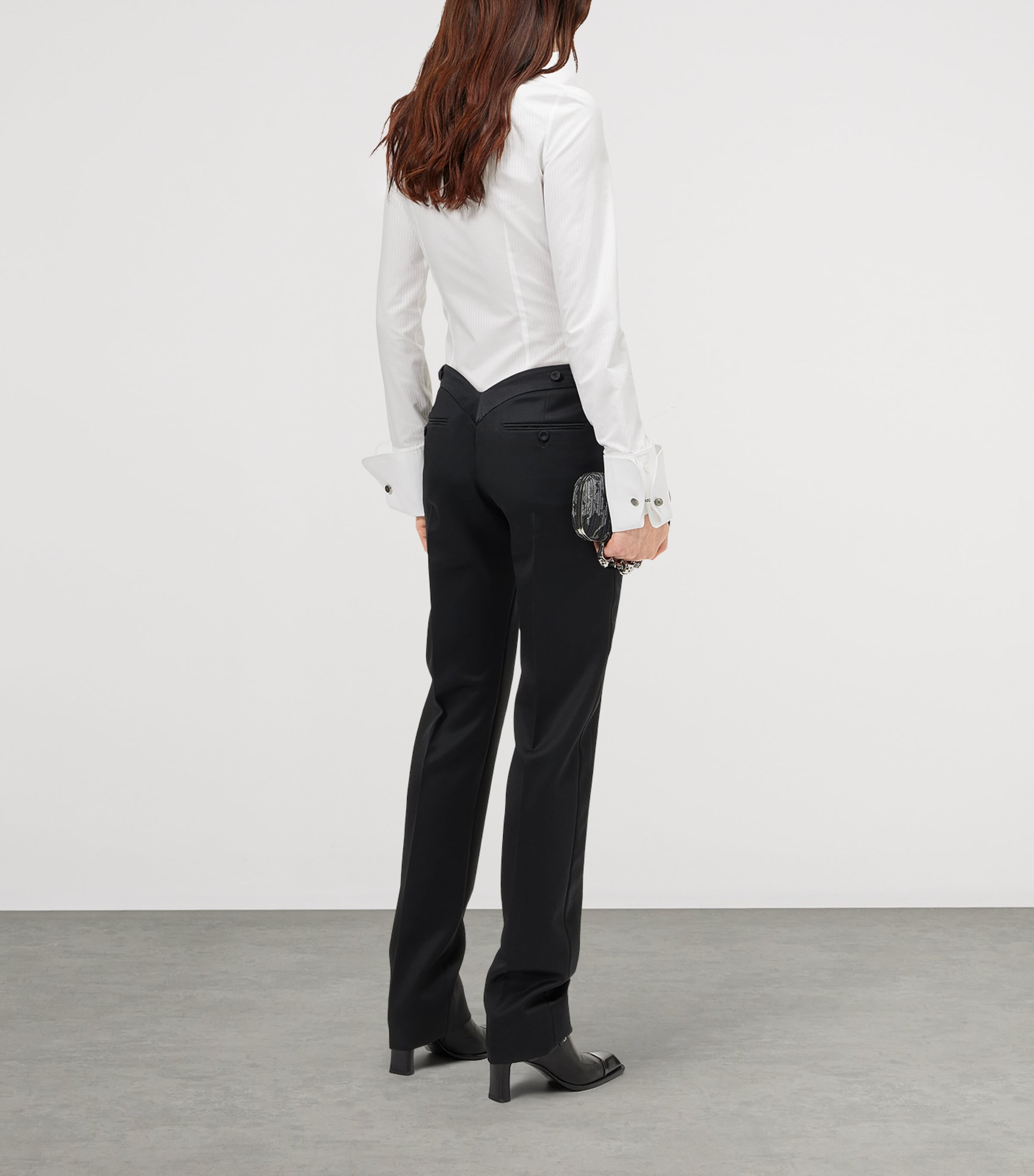 McQueen Womens Cotton Stripe Tuxedo Shirt Image 3