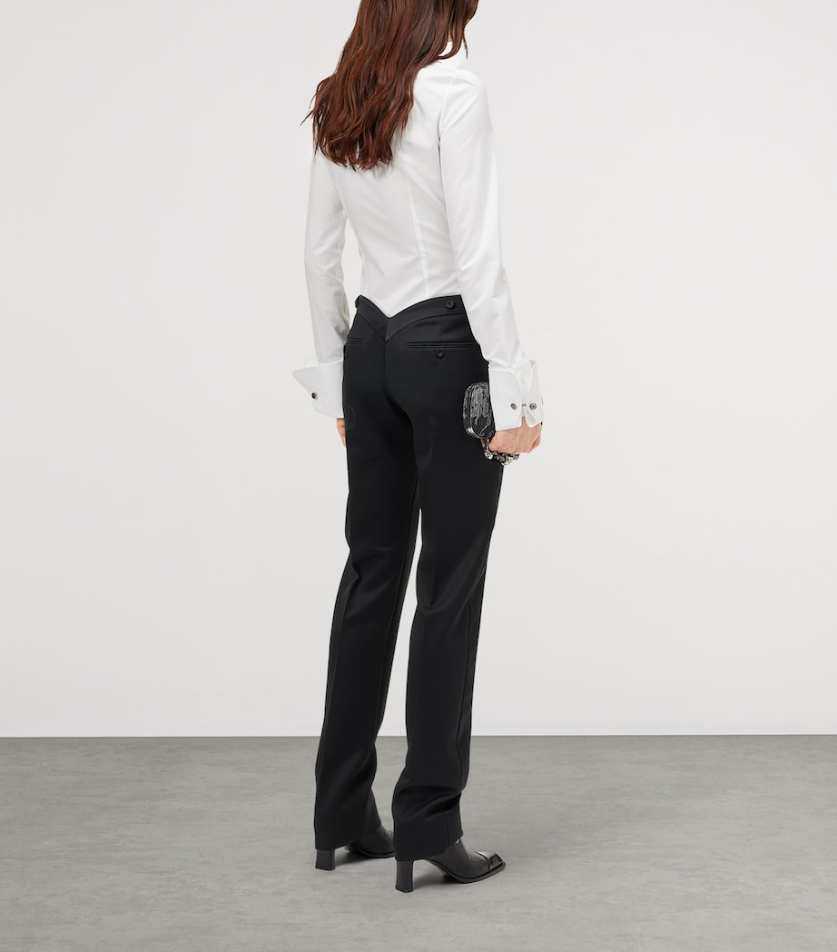 McQueen Womens Cotton Stripe Tuxedo Shirt Image 3