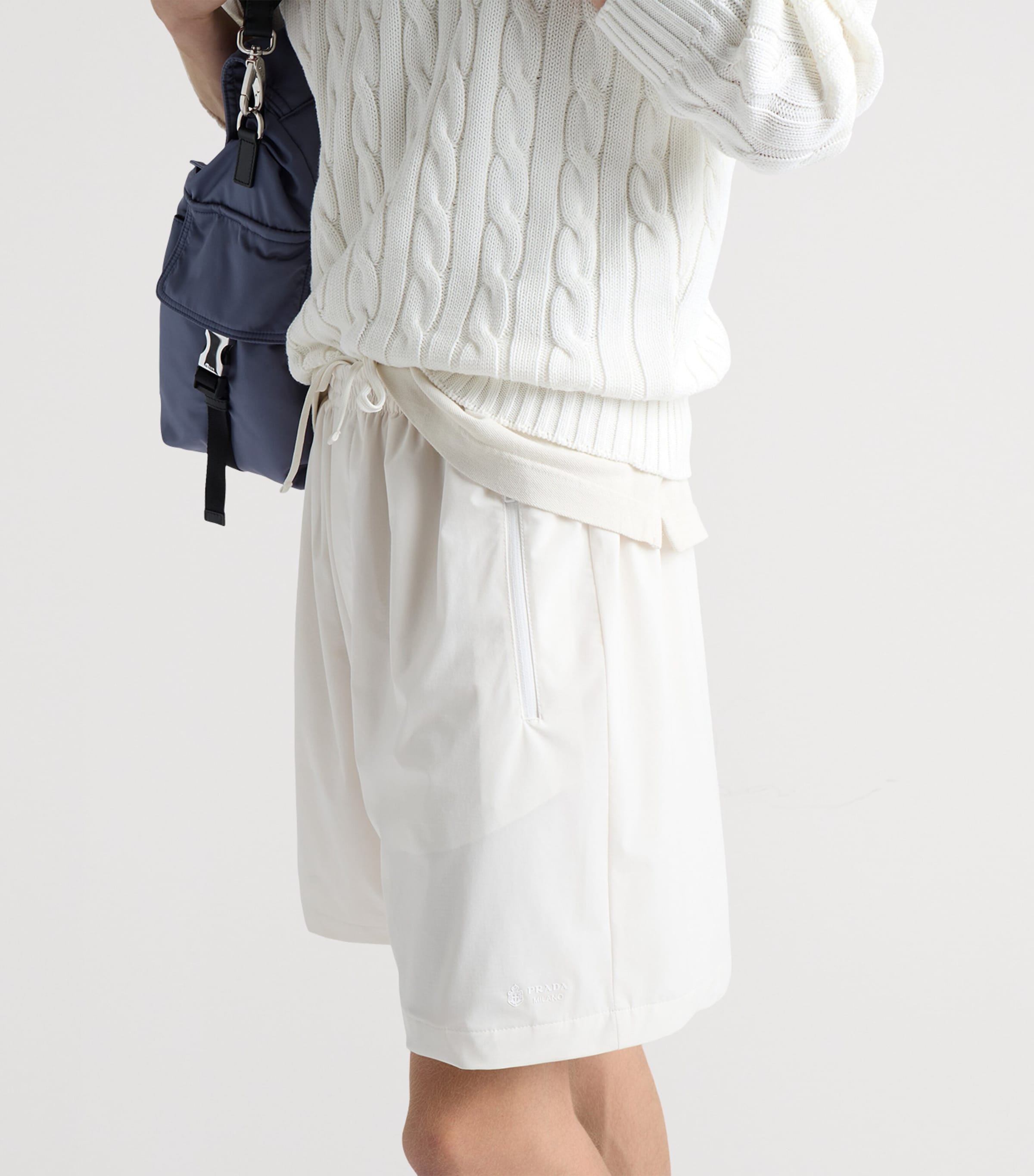 Prada Mens Re-Nylon Bermuda Shorts Neutral Image 3