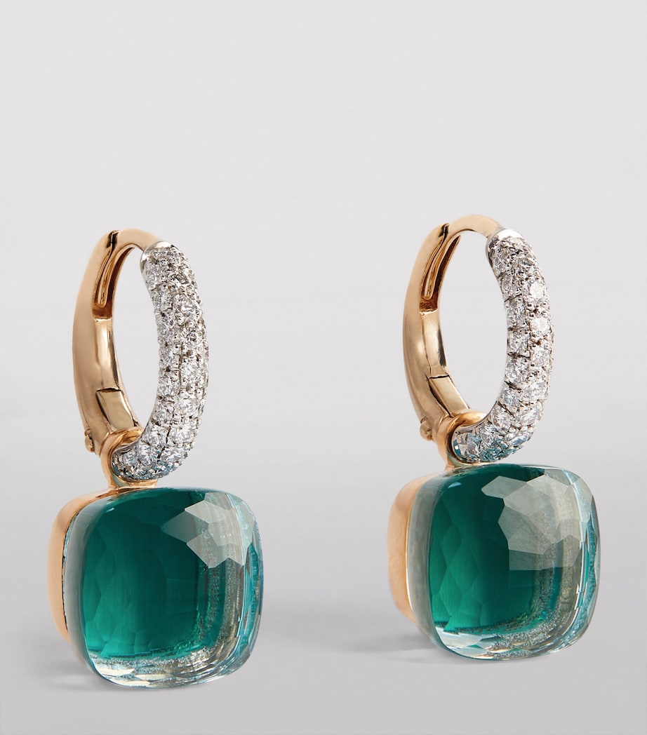 White Gold, Diamond, Blue Topaz and Agate Nudo Classic Drop Earrings B0YAV Image 2