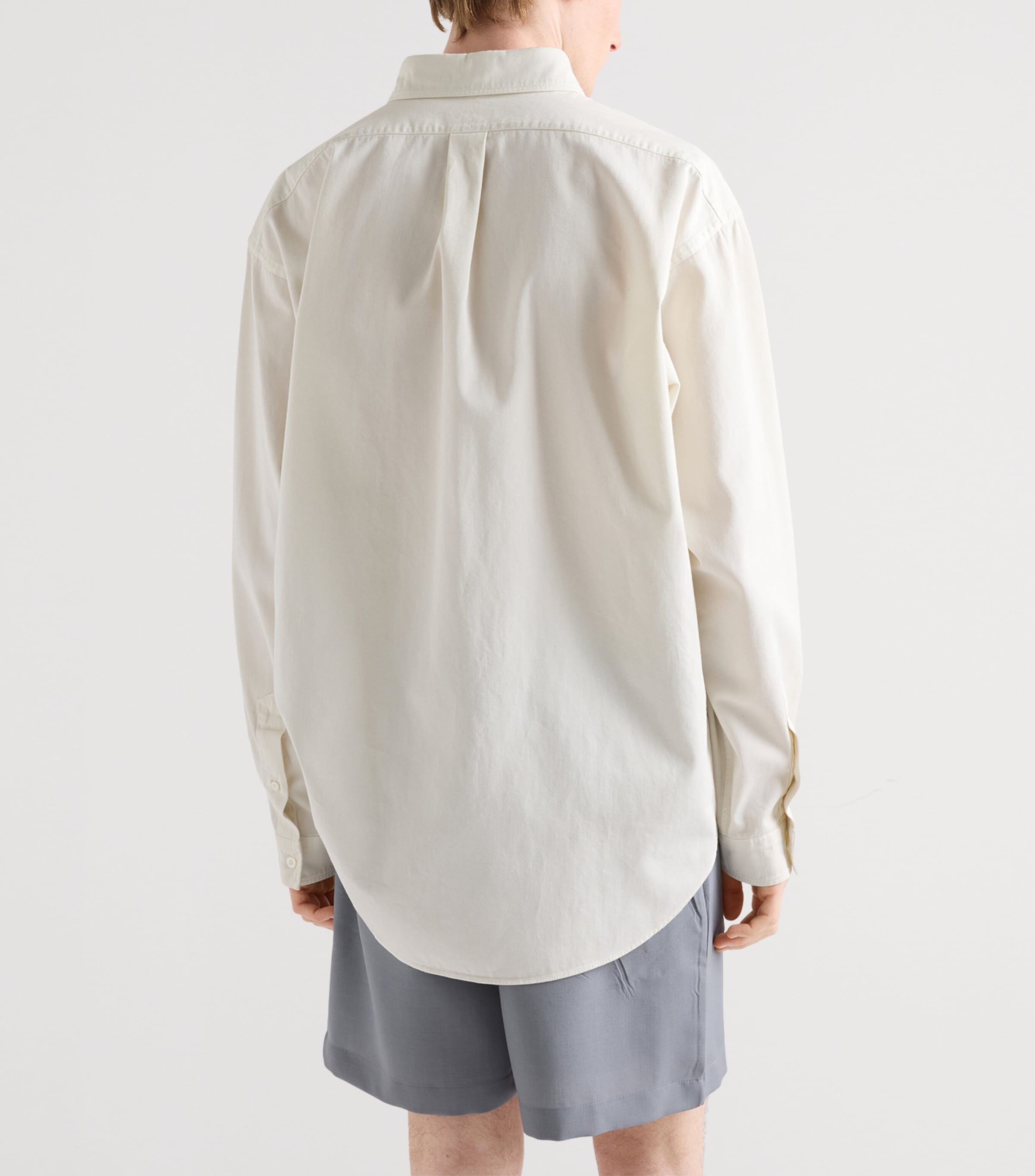 Prada Mens Cotton Logo Shirt Neutral Image 4