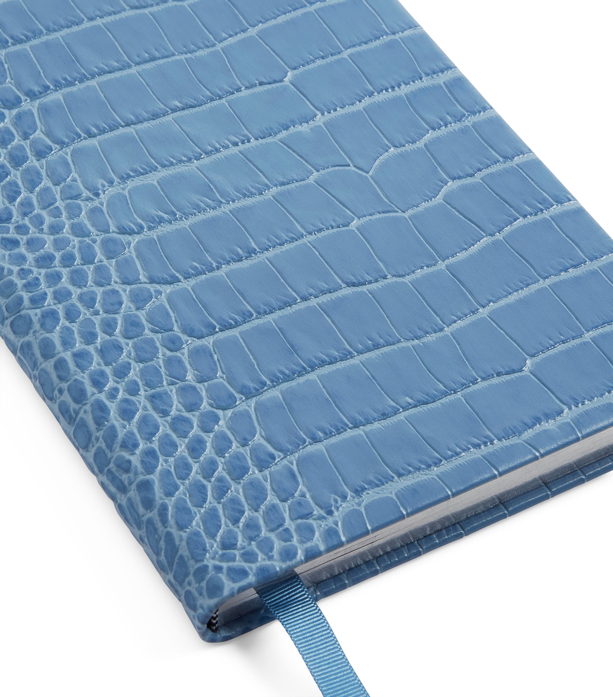 Croc-Embossed Mara Leather Soho Notebook NILE BLUE Image 2