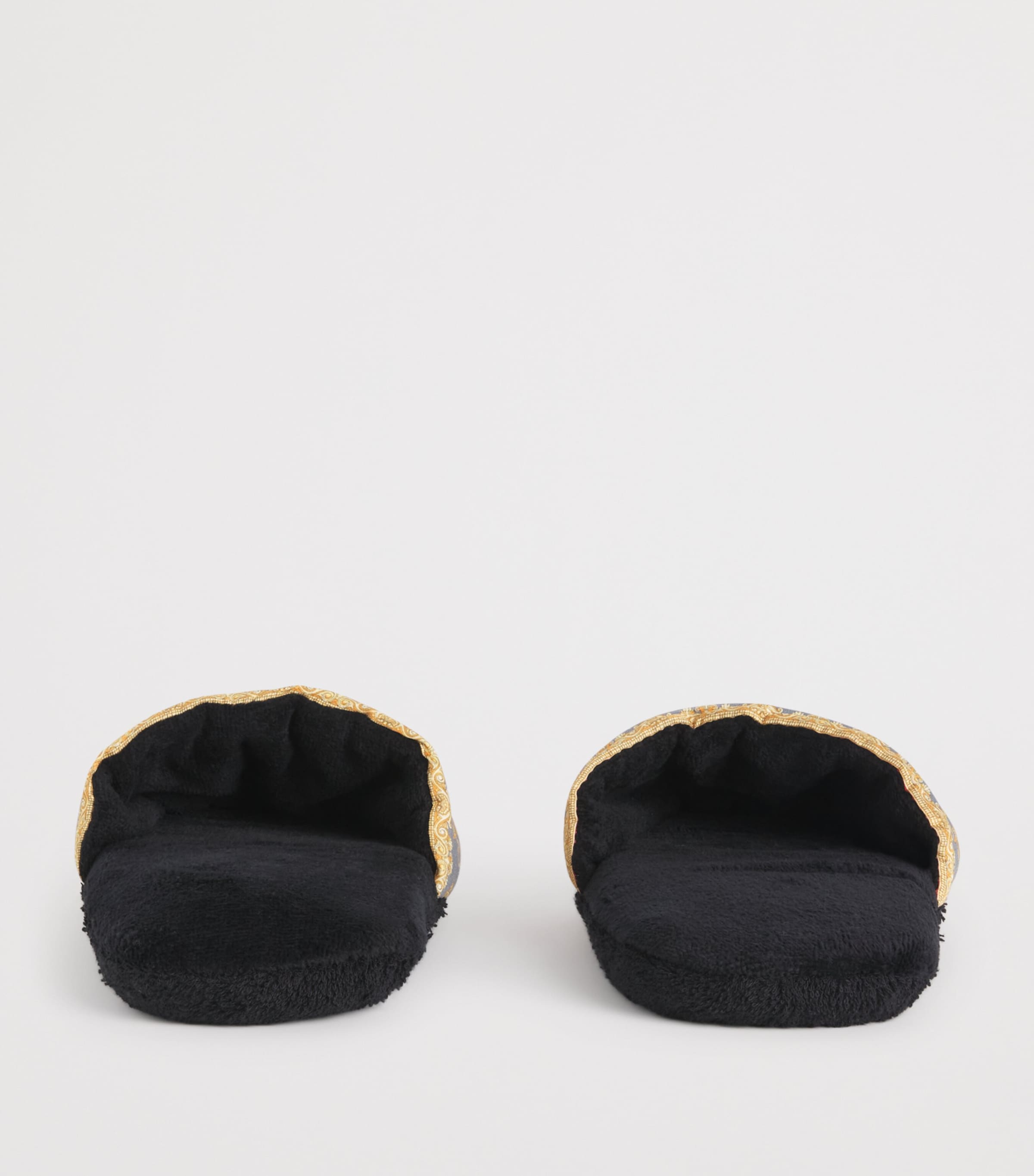 Terry Cotton Baroque Slippers SCRLT/ELEPHNT GREY Image 3