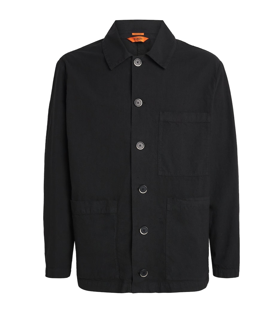 Barena Mens Cotton Crinkle Overshirt Nero Image 1
