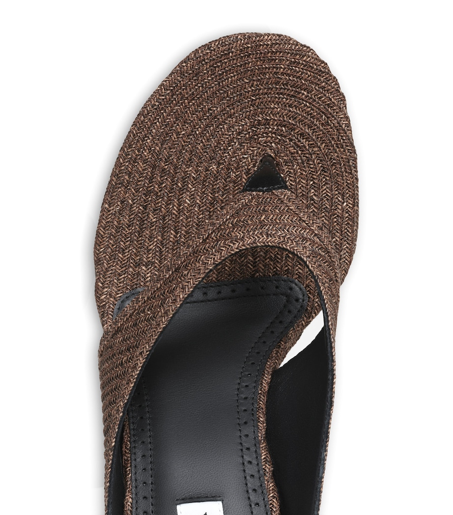 Alaïa Straw Woven Cube Wedge Sandals 75 Brown Image 4