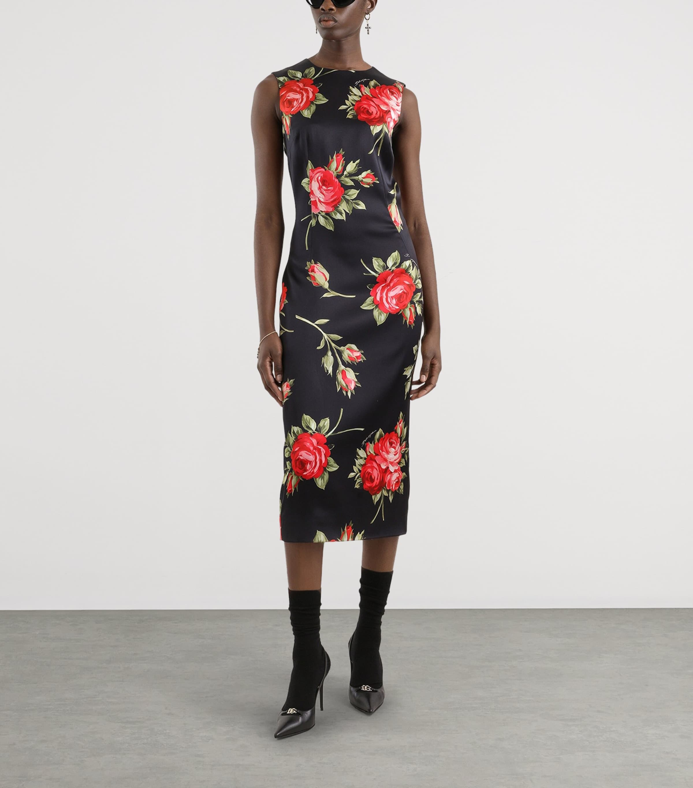 Dolce&Gabbana Womens Floral Sleeveless Midi Dress Bouq Image 2