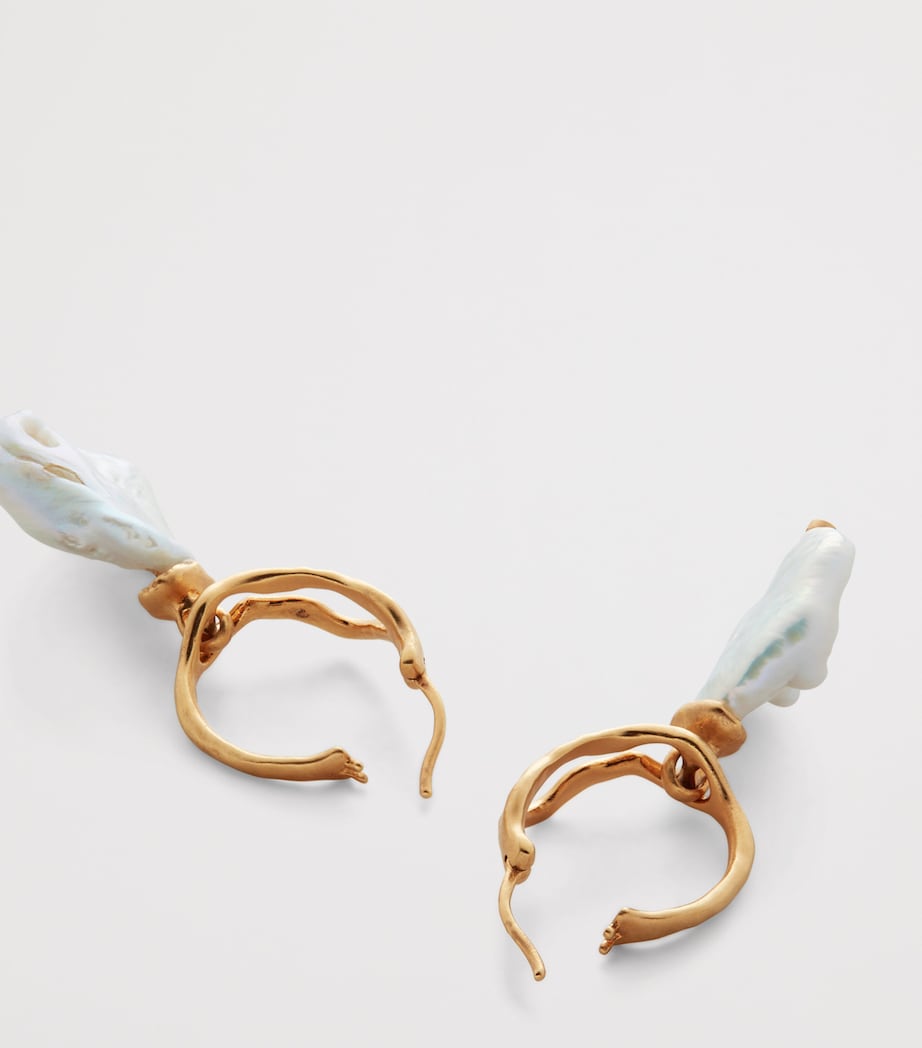 x Mother of Pearl Large Gold Vermeil and Keshi Pearl Drop Earrings 18K GOLD VERMEIL Image 3