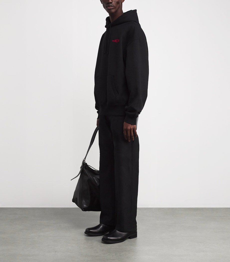 Calfskin-Trim Straight Jeans BLACK X BLACK Image 2