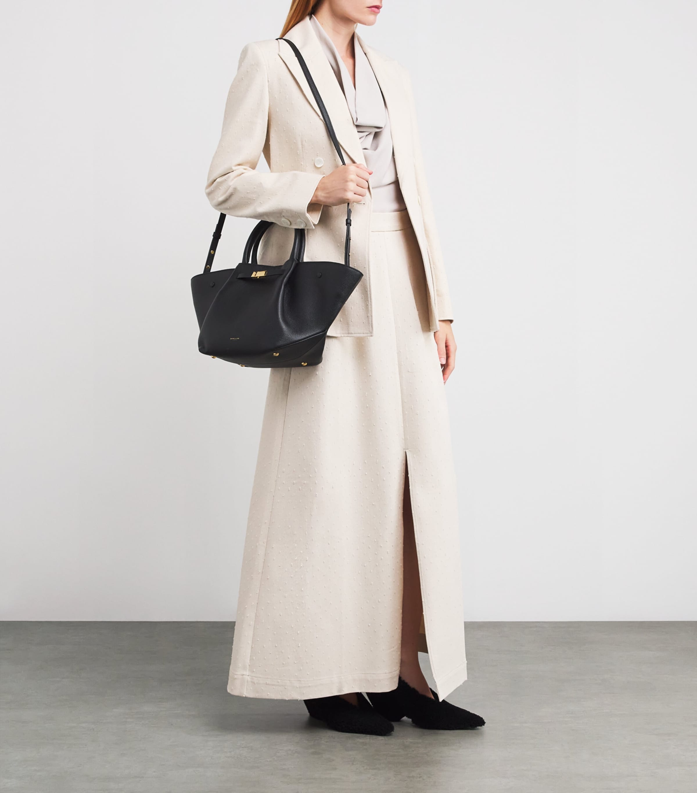 Midi Leather New York Tote Bag BLACK Image 5