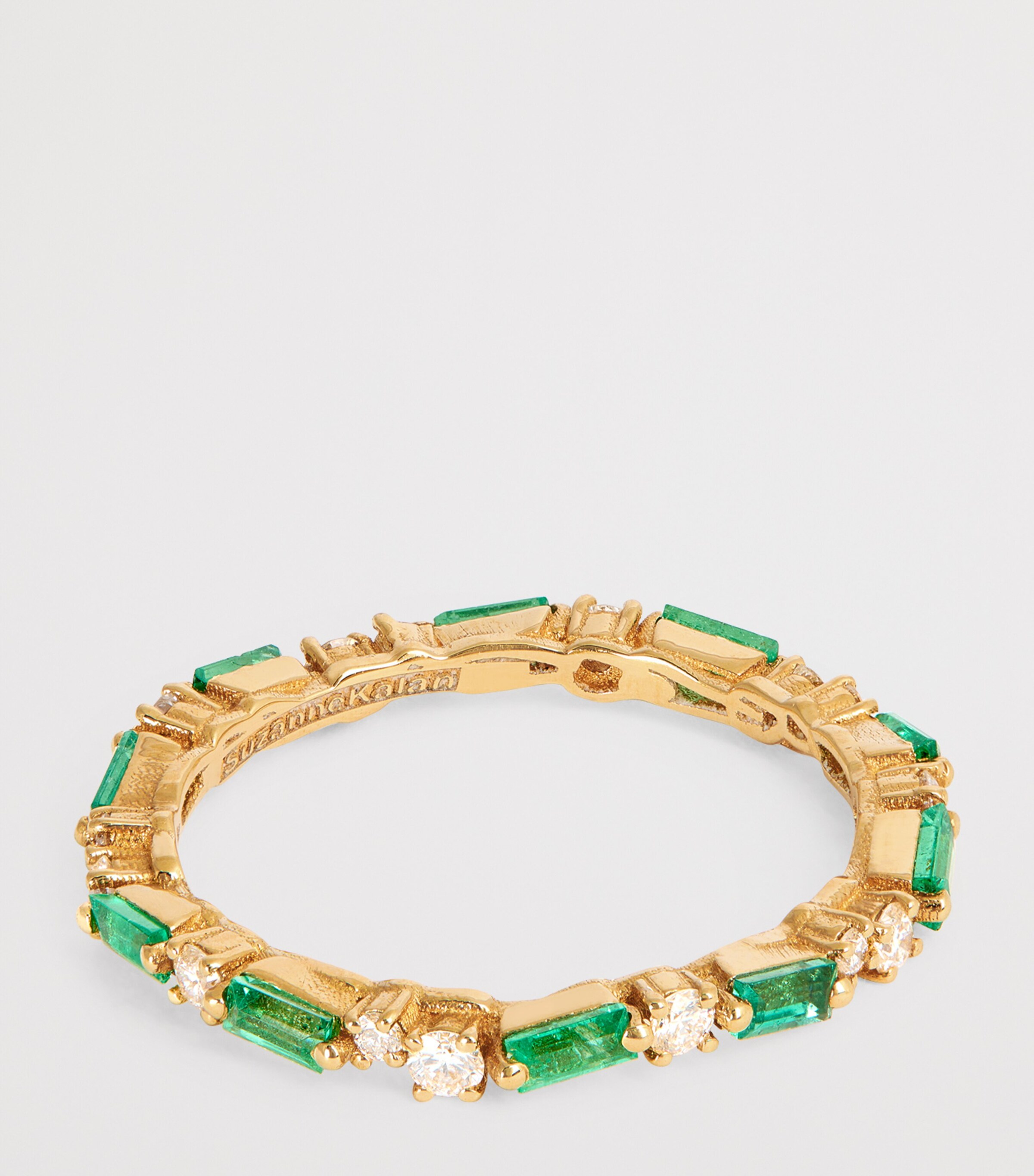Suzanne Kalan Yellow Gold, Diamond and Emerald Thin Mix Eternity Ring Yg/emer Image 4