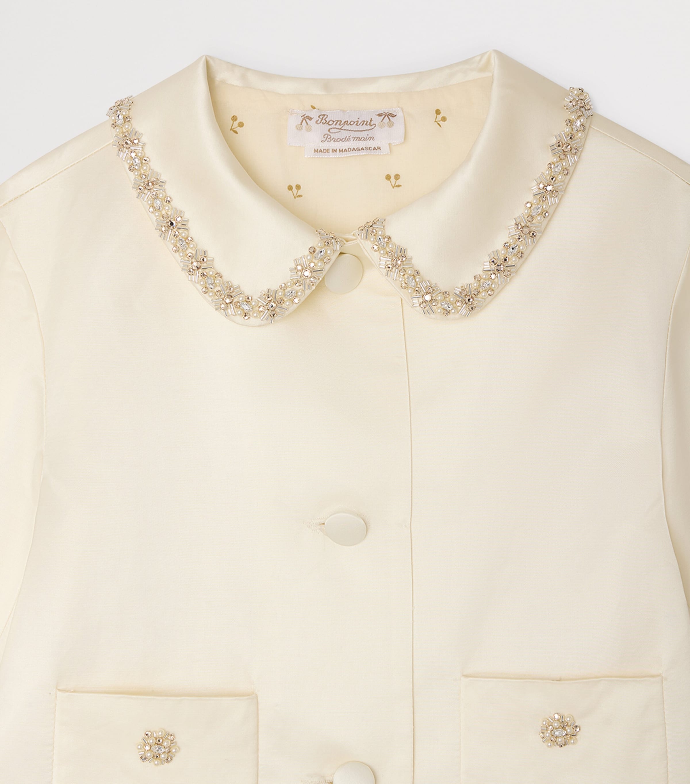 Bonpoint Twill Crystal-Embellished Jacket (10-14 Years) Upb Ivoire Image 3